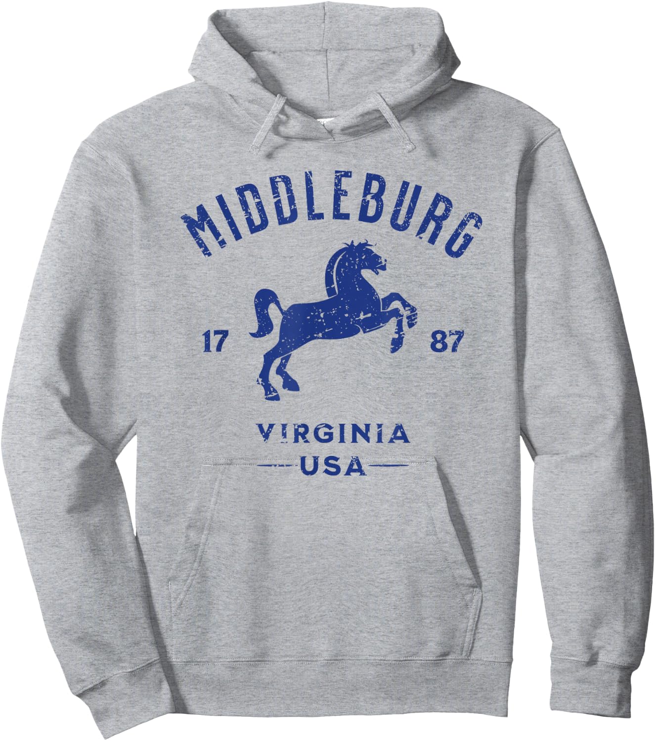 Middleburg Virginia USA Equestrian Horse Distressed Design Hoodie - Hoodie | Ash