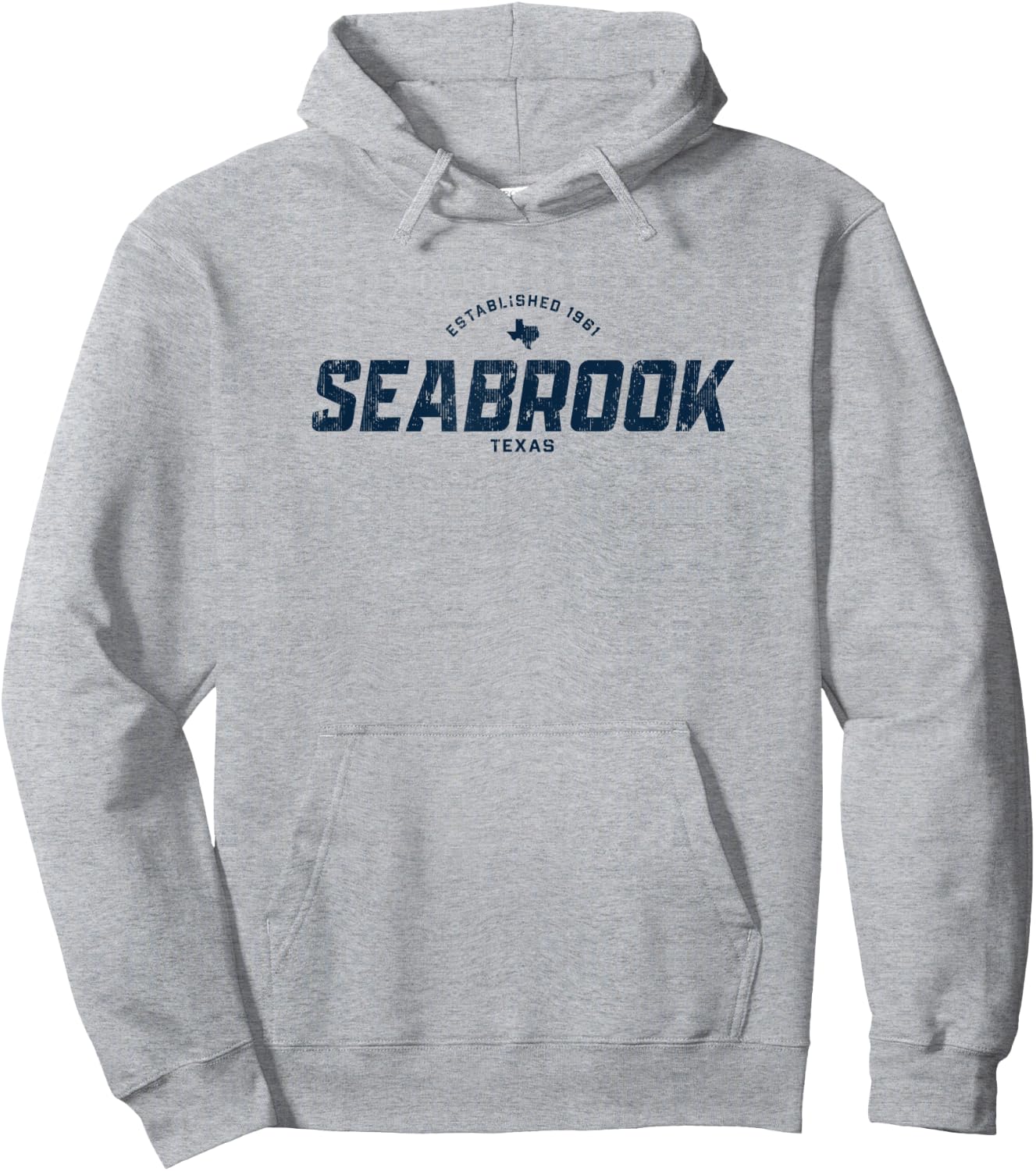 Seabrook Texas TX Vintage Athletic Navy Sports Logo Hoodie - Hoodie | Ash