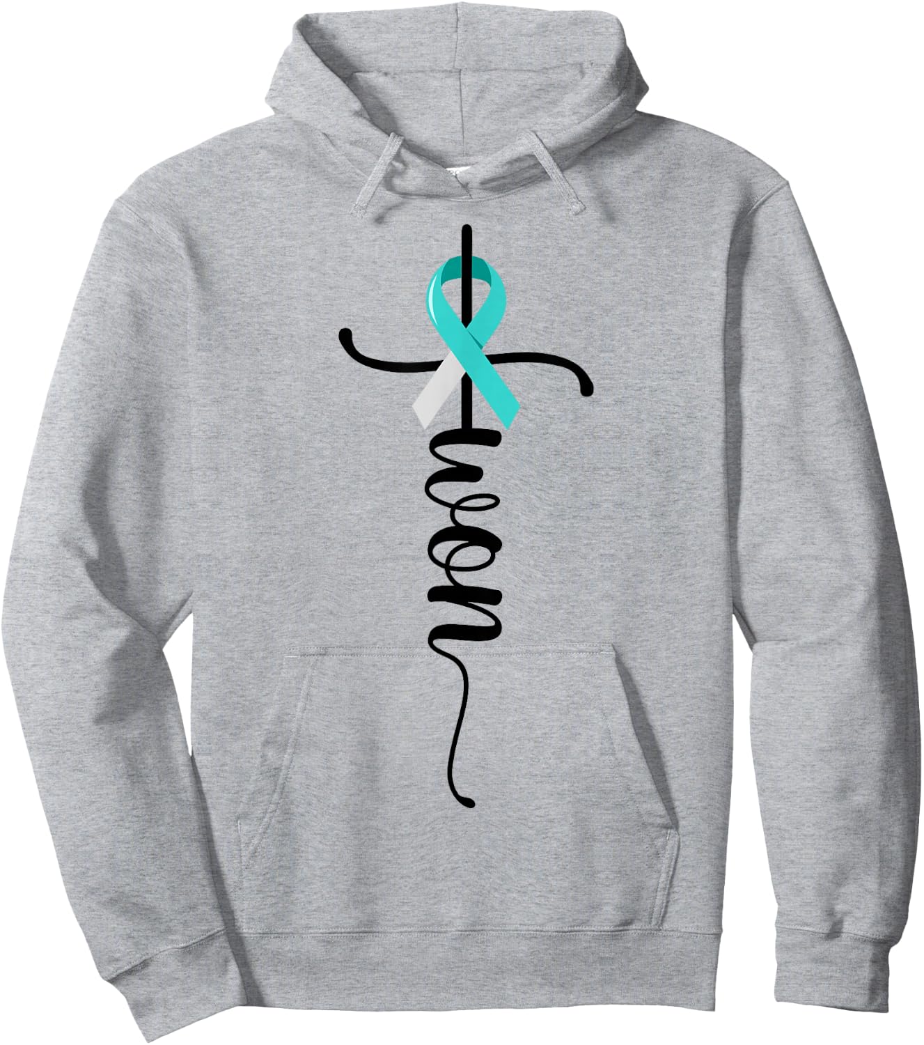 I Won Christian Cross Survivor Teal Ribbon Cervical Cancer Hoodie - Hoodie | Ash
