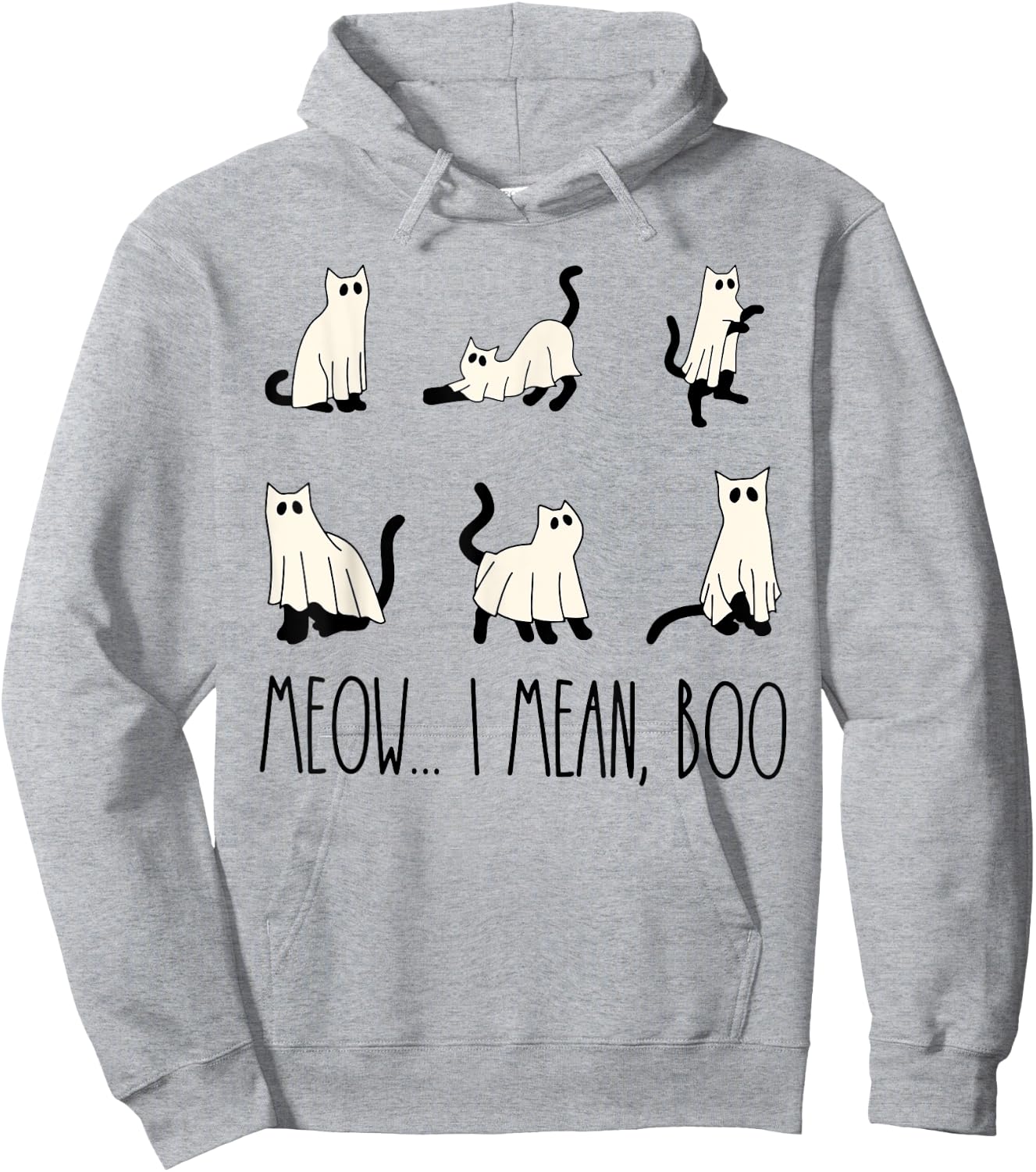 Funny Cat Halloween Shirt Meow I Mean Boo Cat Ghost Cute Hoodie - Hoodie | Ash