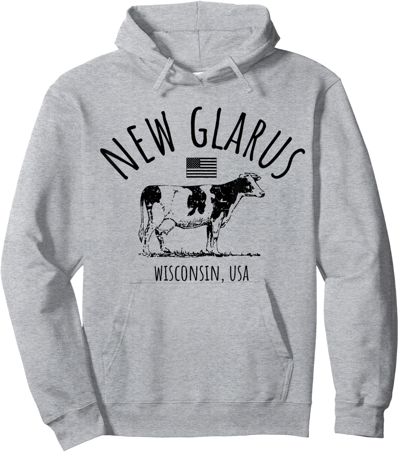 New Glarus Wisconsin USA Retro Cow Vintage Style Design Hoodie - Hoodie | Ash