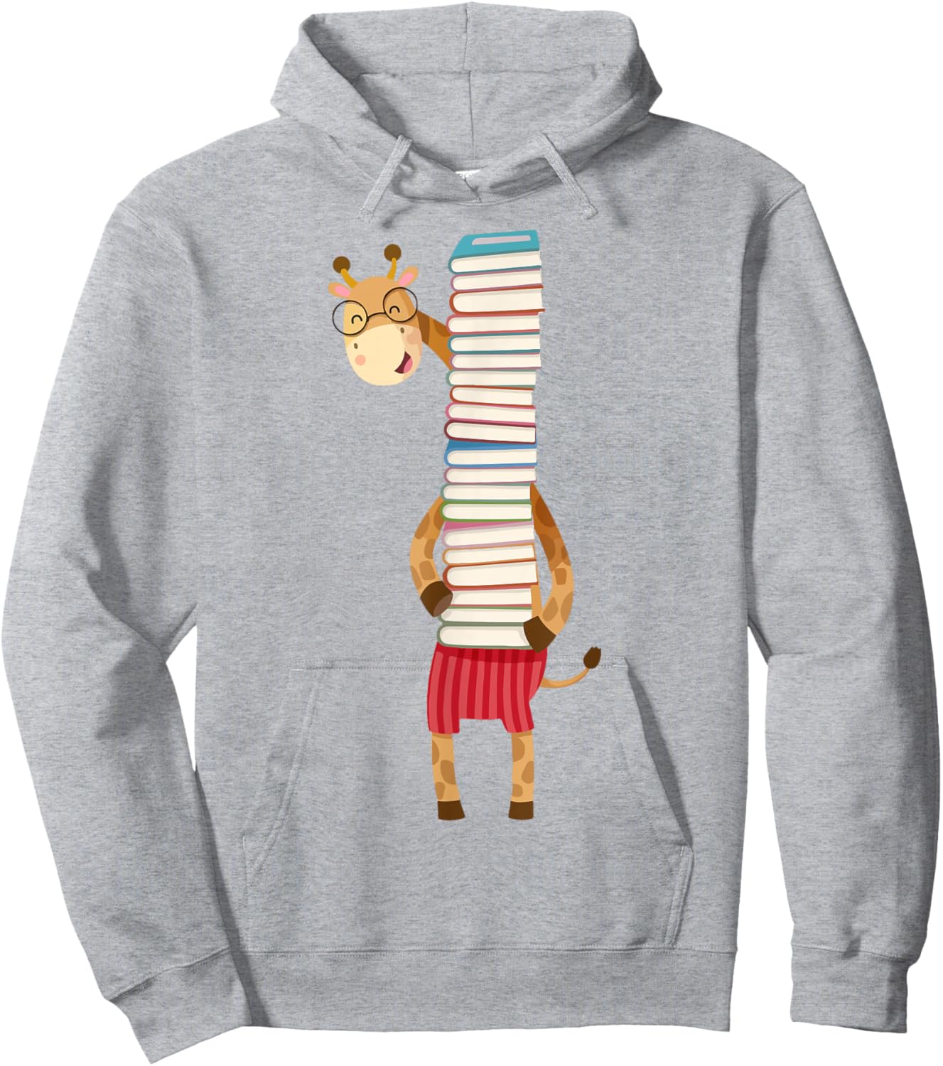 Teacher Reading Giraffe Holding Book Character Kid Boy Women Hoodie - Hoodie | Ash