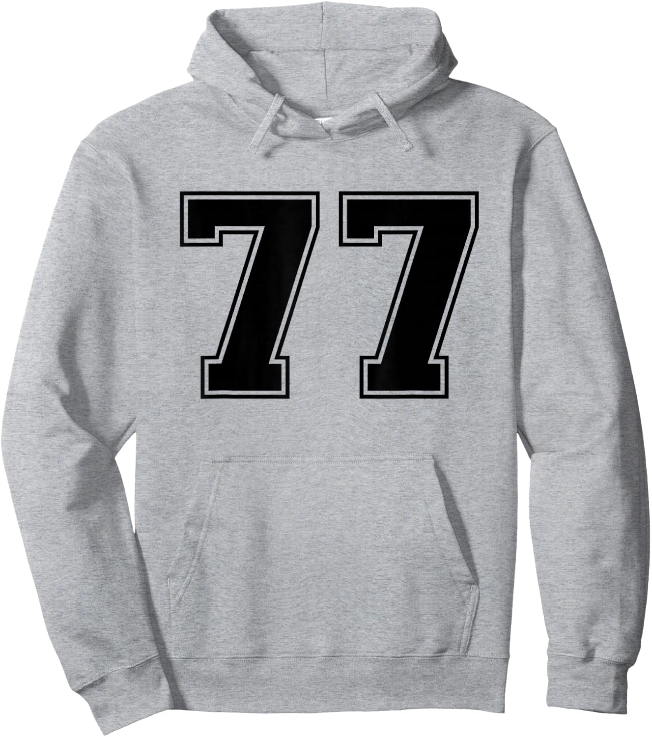 Black Sports Team Number 77 Hoodie - Hoodie | Ash