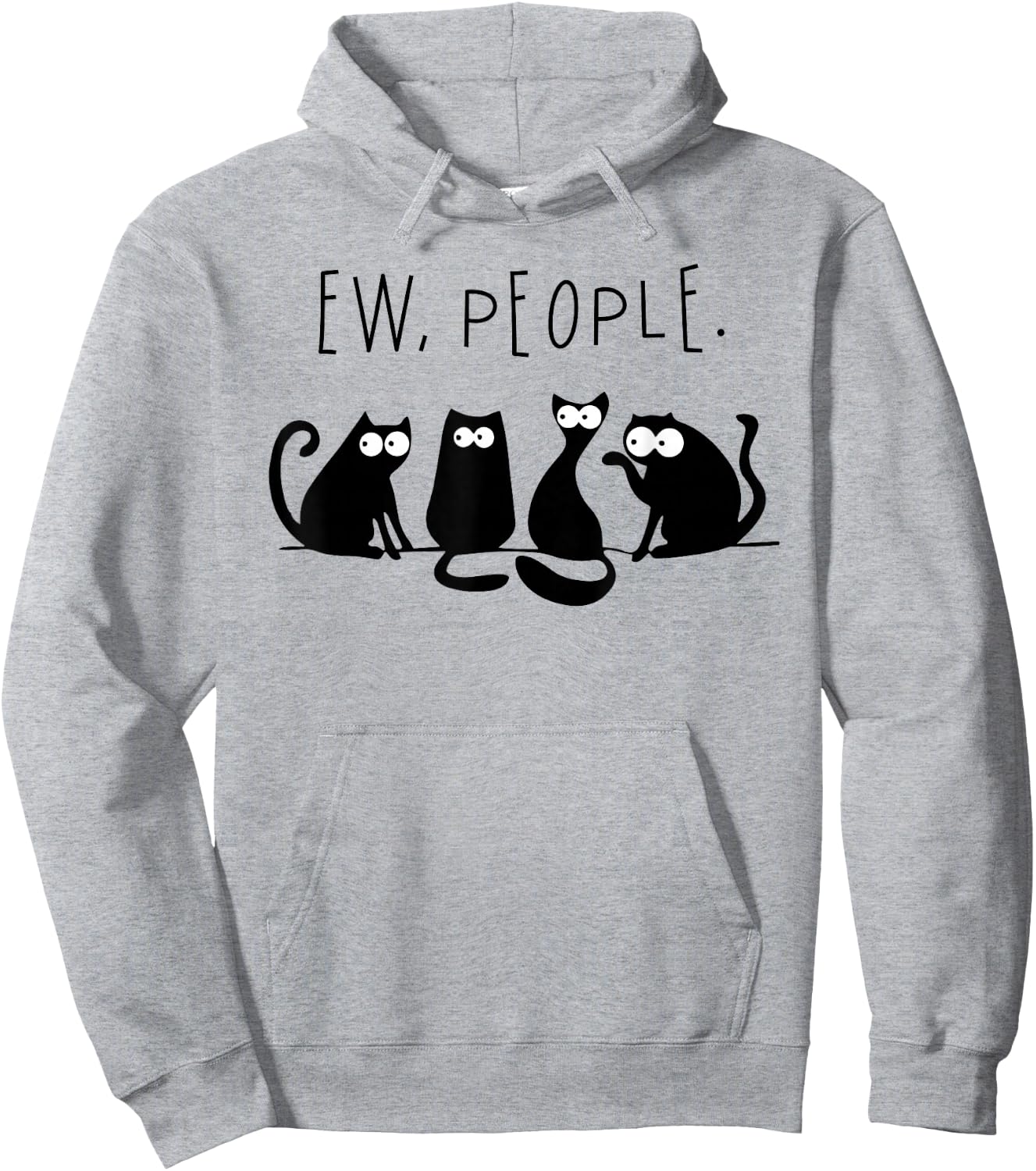 Ew People Shirt Black Cat Ew People Funny Meowy Cats Funny Hoodie - Hoodie | Ash