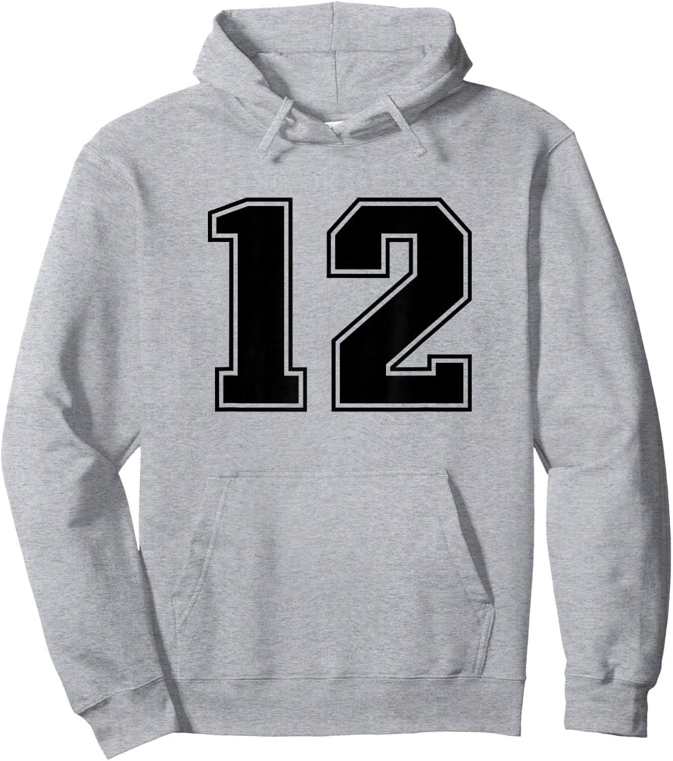 Black Sports Team Number #12 Hoodie - Hoodie | Ash