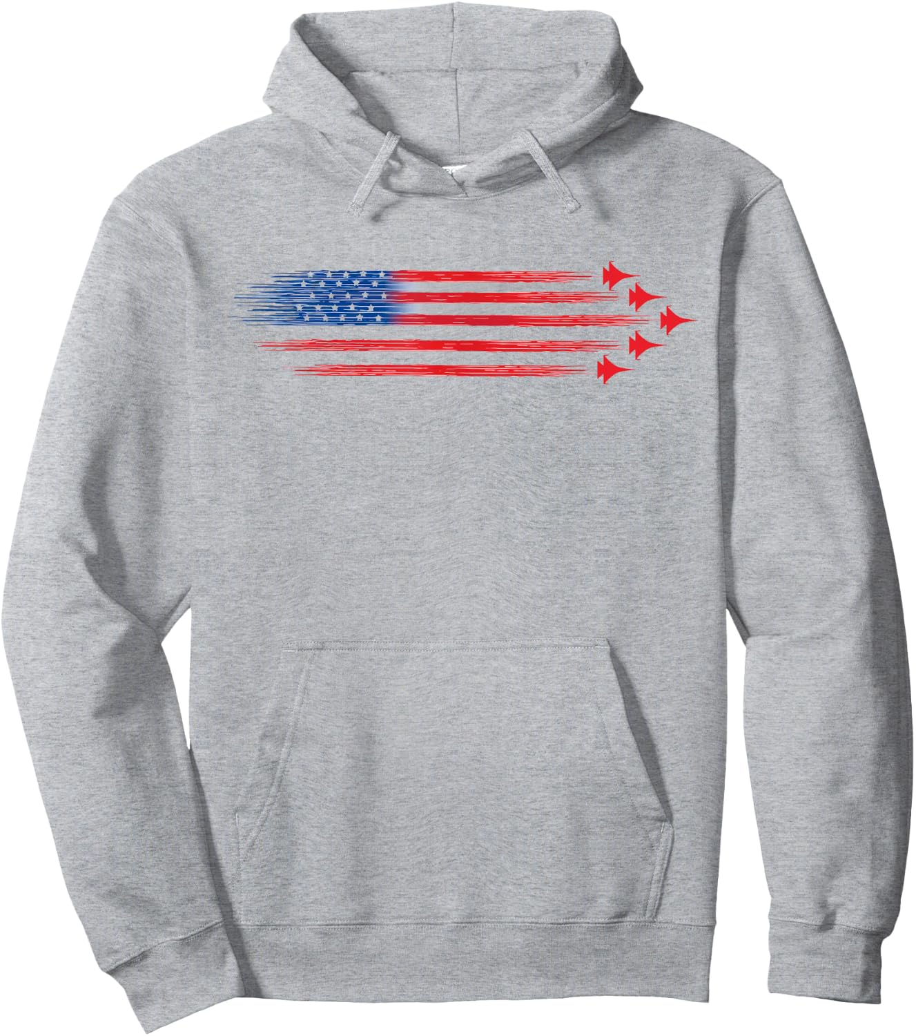 American Red White Blue USA Flag Fighter Jets US 4th of July Kids Men Hoodie - Hoodie | Ash