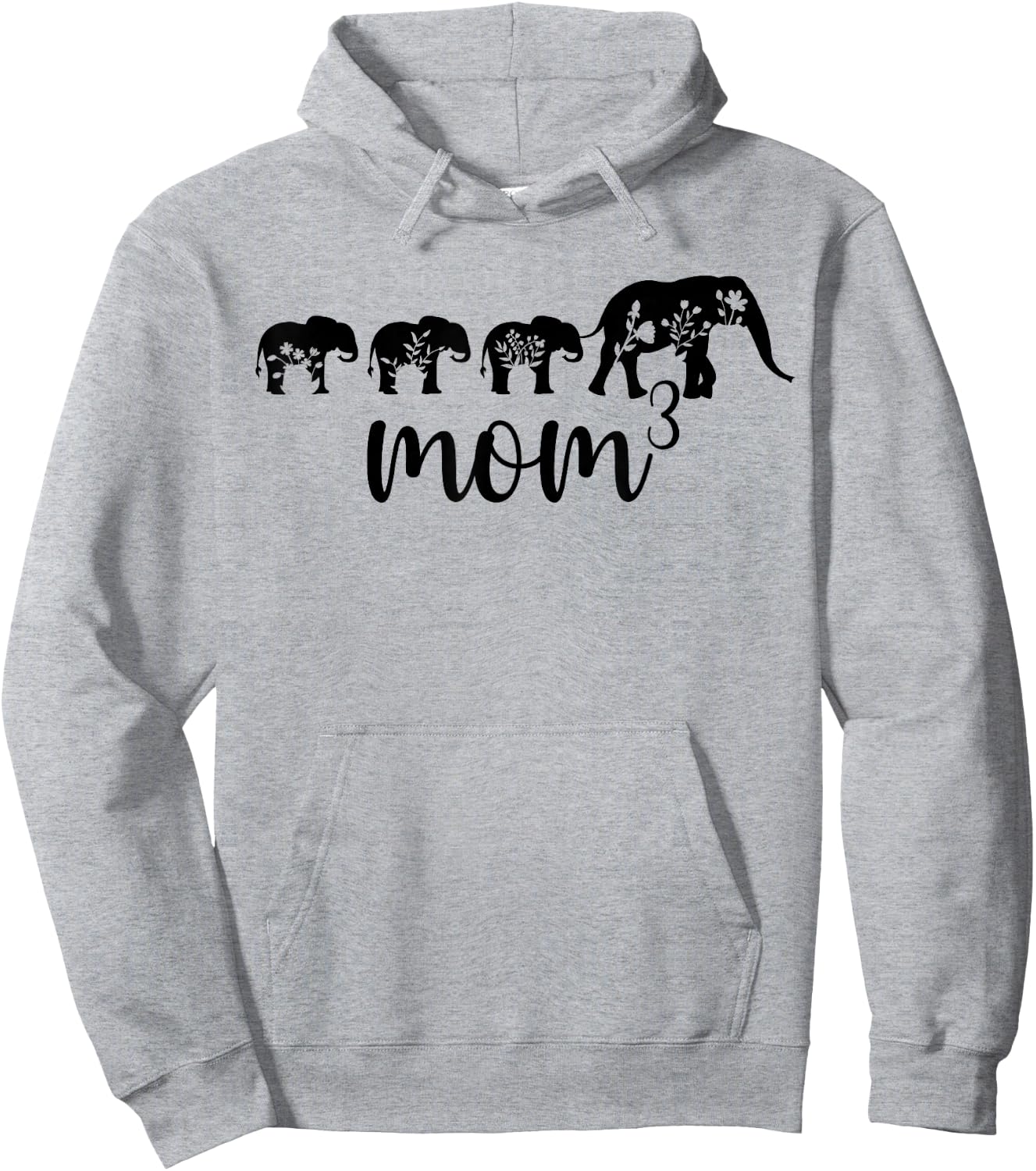 Mom Of Three Elephant Triplet Mom Of 3 Mama Of Three Hoodie - Hoodie | Ash