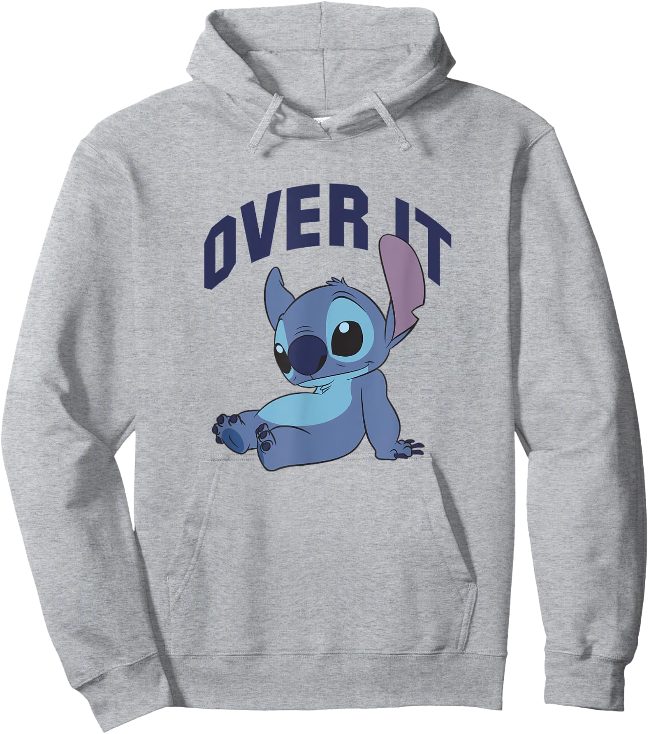 Disney Lilo & Stitch Over It Not In The Mood Big Chest Logo Hoodie - Hoodie | Ash