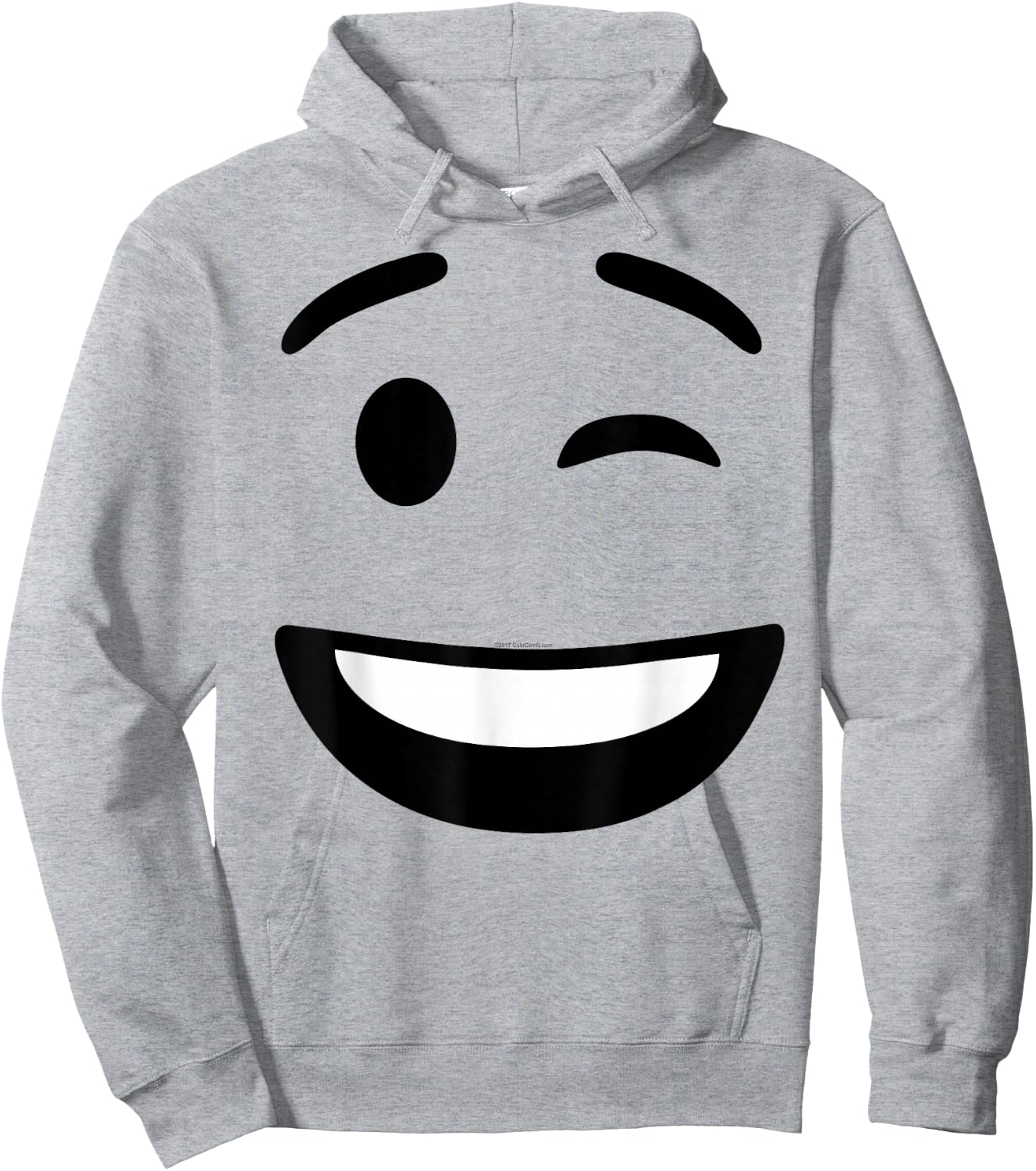 Winking Face Smile Instant Lazy Costume Icon Hoodie - Hoodie | Ash