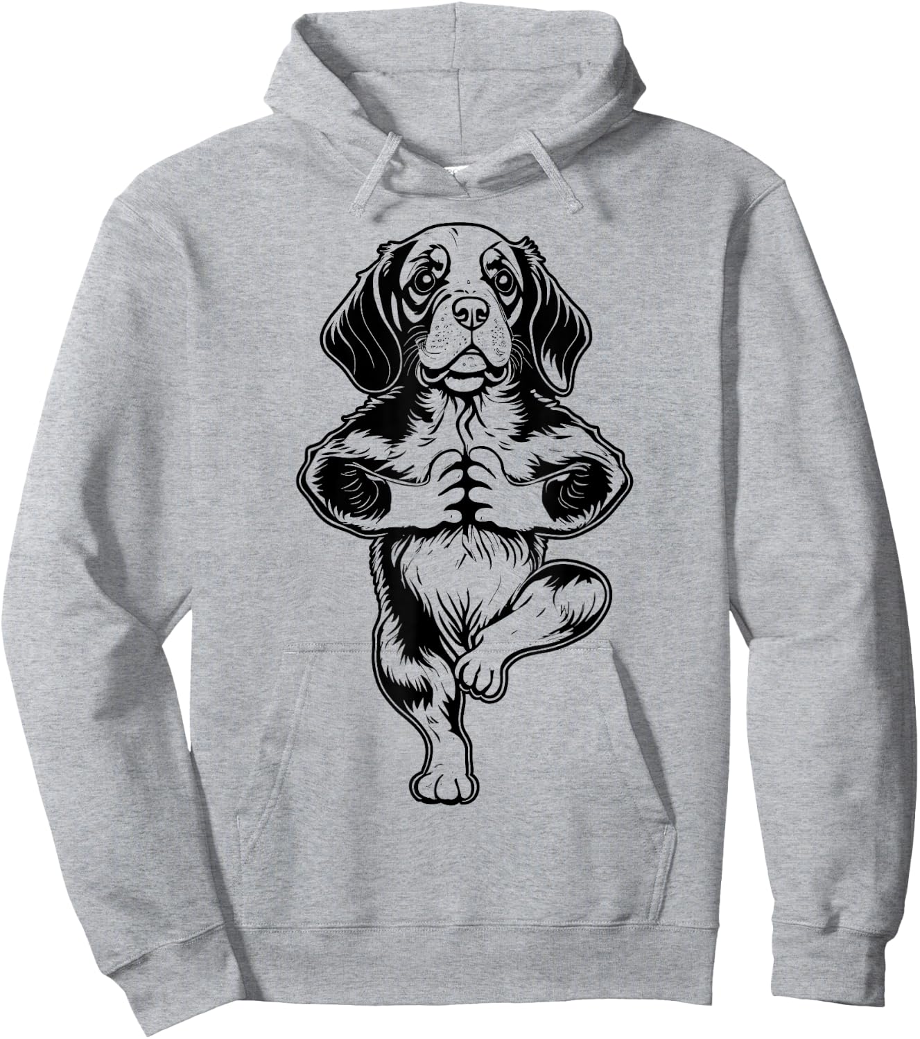 Beagle Yoga Puppy Dog Funny Dogs Tree Pose Vrikshasana Hoodie - Hoodie | Ash