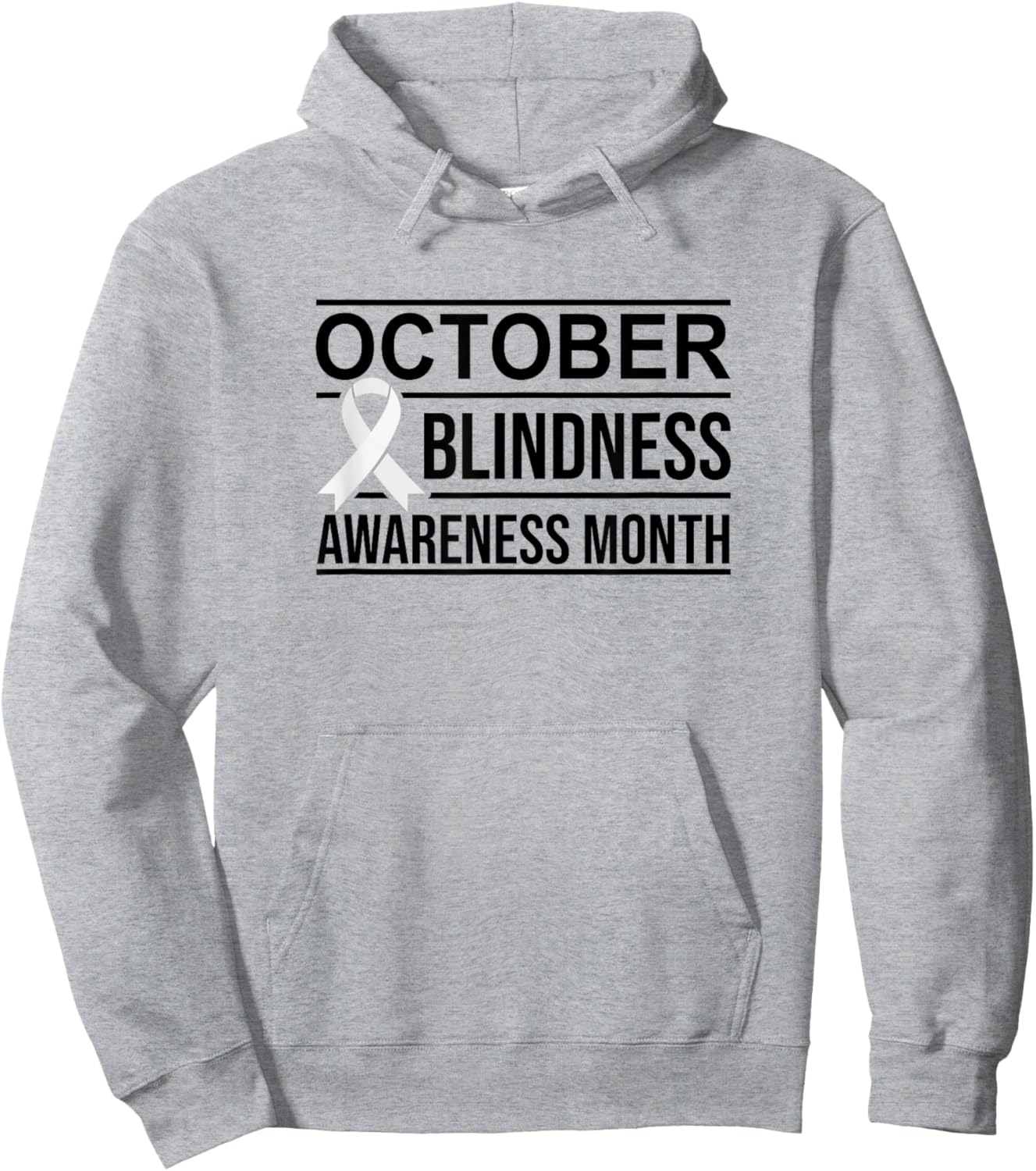 White Ribbon Blindness Awareness Hoodie - Hoodie | Ash