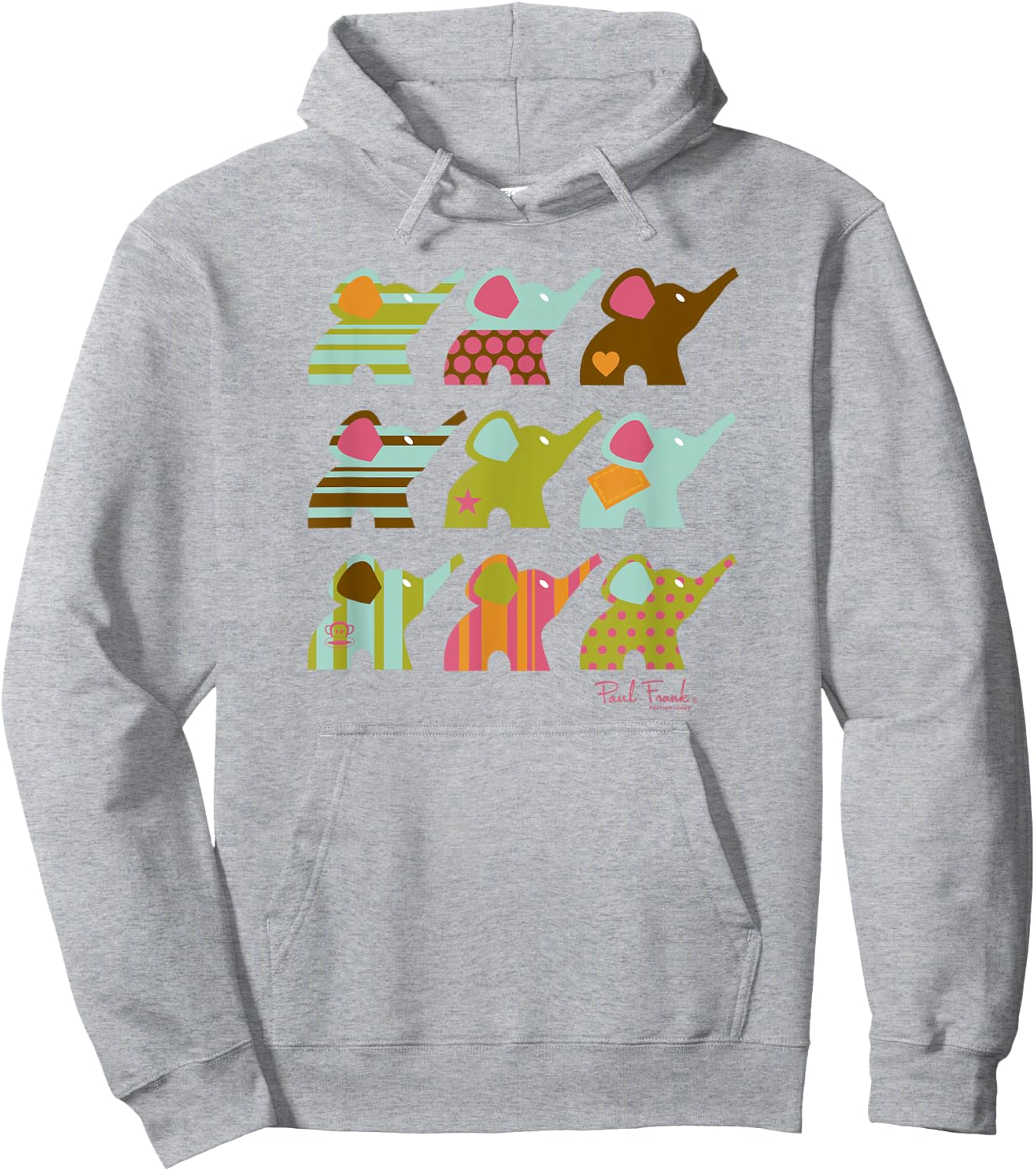 Paul Frank Ellie The Elephant Grid Poster Hoodie - Hoodie | Ash
