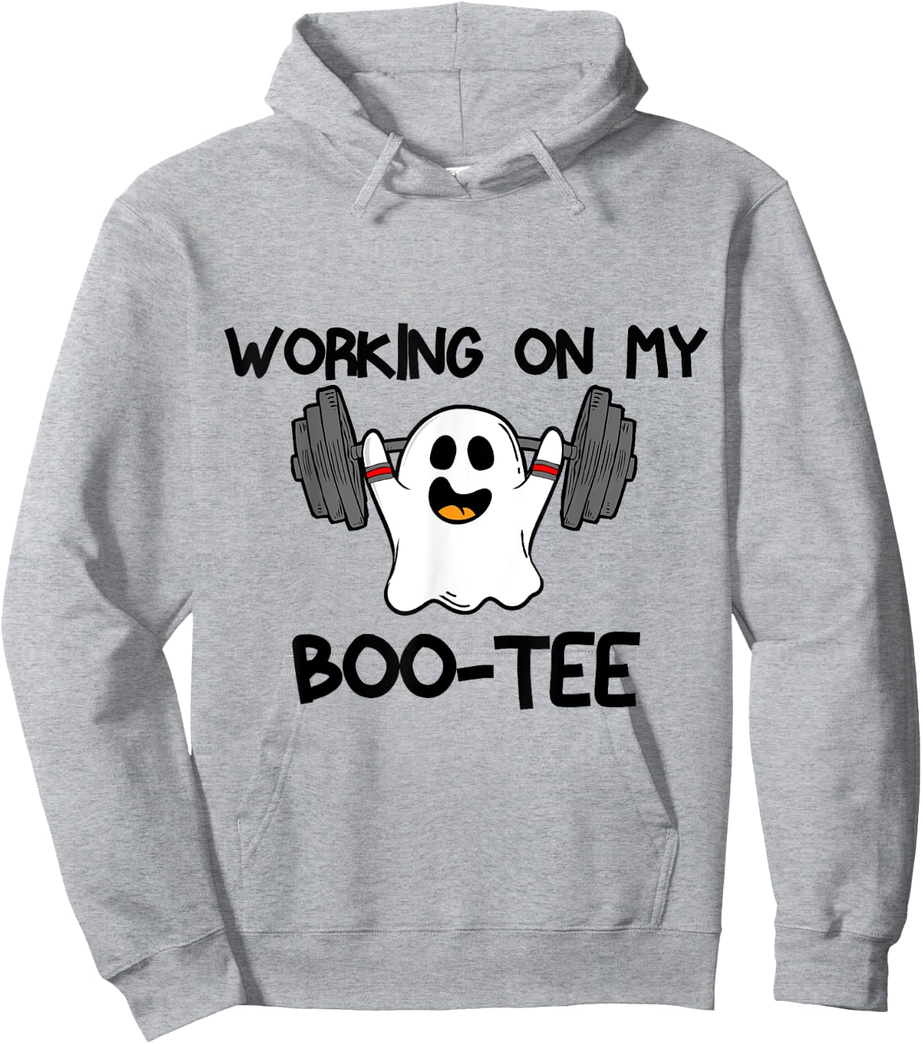 Working On My Booty Boo Ty Funny Halloween Gym Ghost Hoodie - Hoodie | Ash