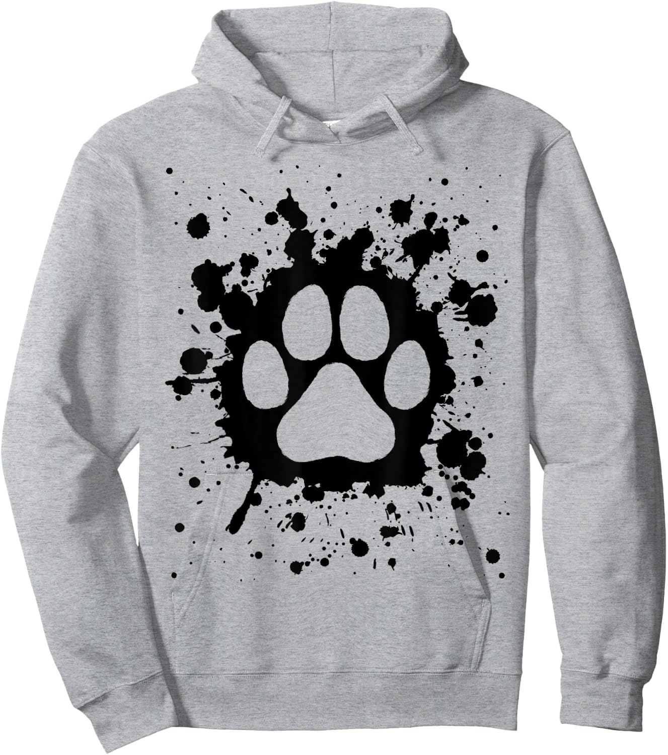 Cat Dog Paw Print Black Splatter Pet Lover Men Women Girls Kids Hoodie - Hoodie | Ash
