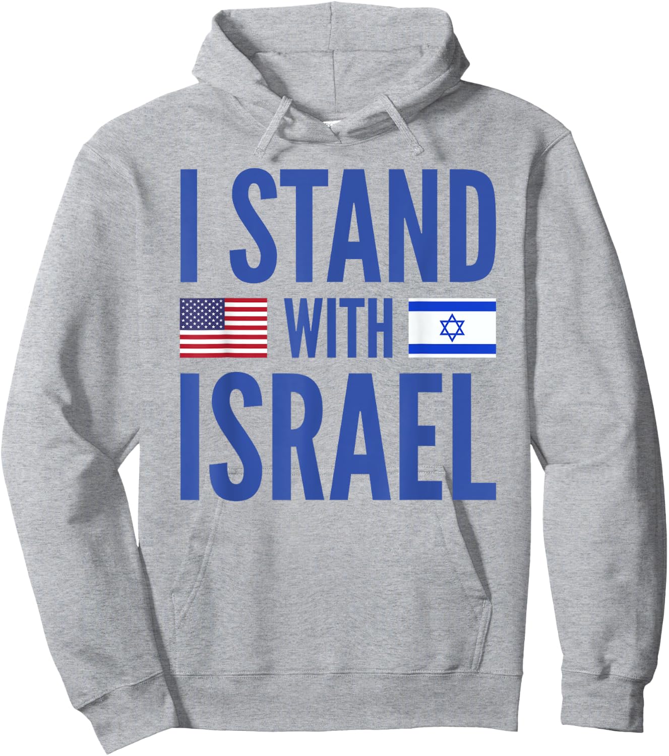 I Stand With Israel American-Israeli Flag Hoodie - Hoodie | Ash