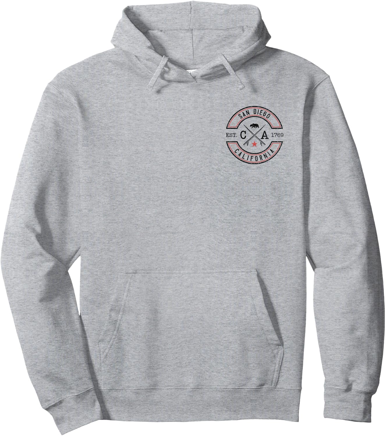 San Diego CA Vintage Souvenir Front & Back Print Hoodie - Hoodie | Ash