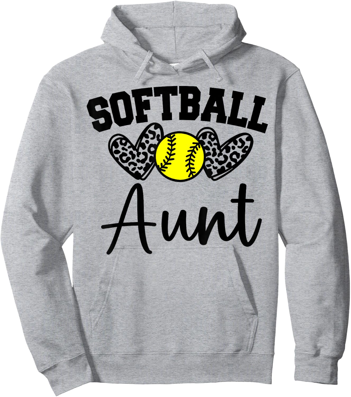 Personalized Softball Heart Cute Aunt Women Softball Hoodie - Hoodie | Ash