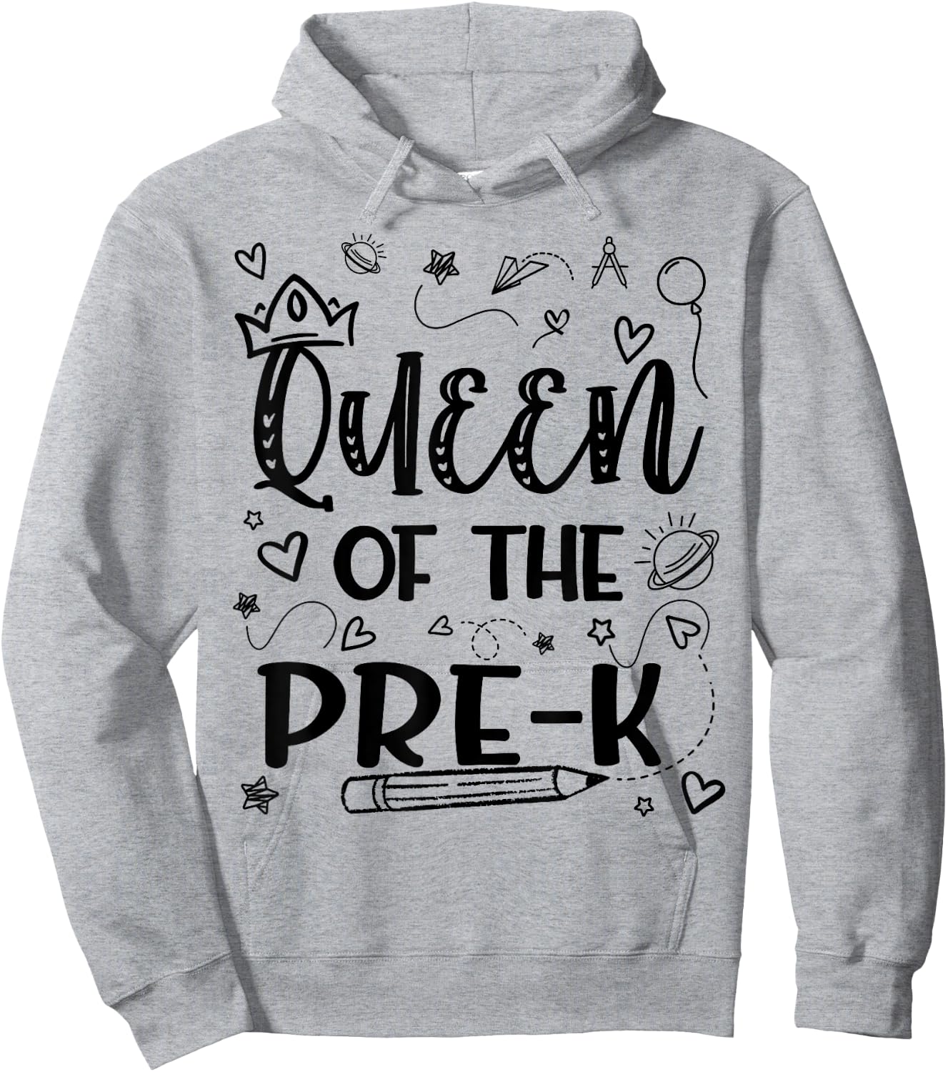 Queen Of Pre-K Back To School Pre K Gifts For Girls Kids Hoodie - Hoodie | Ash