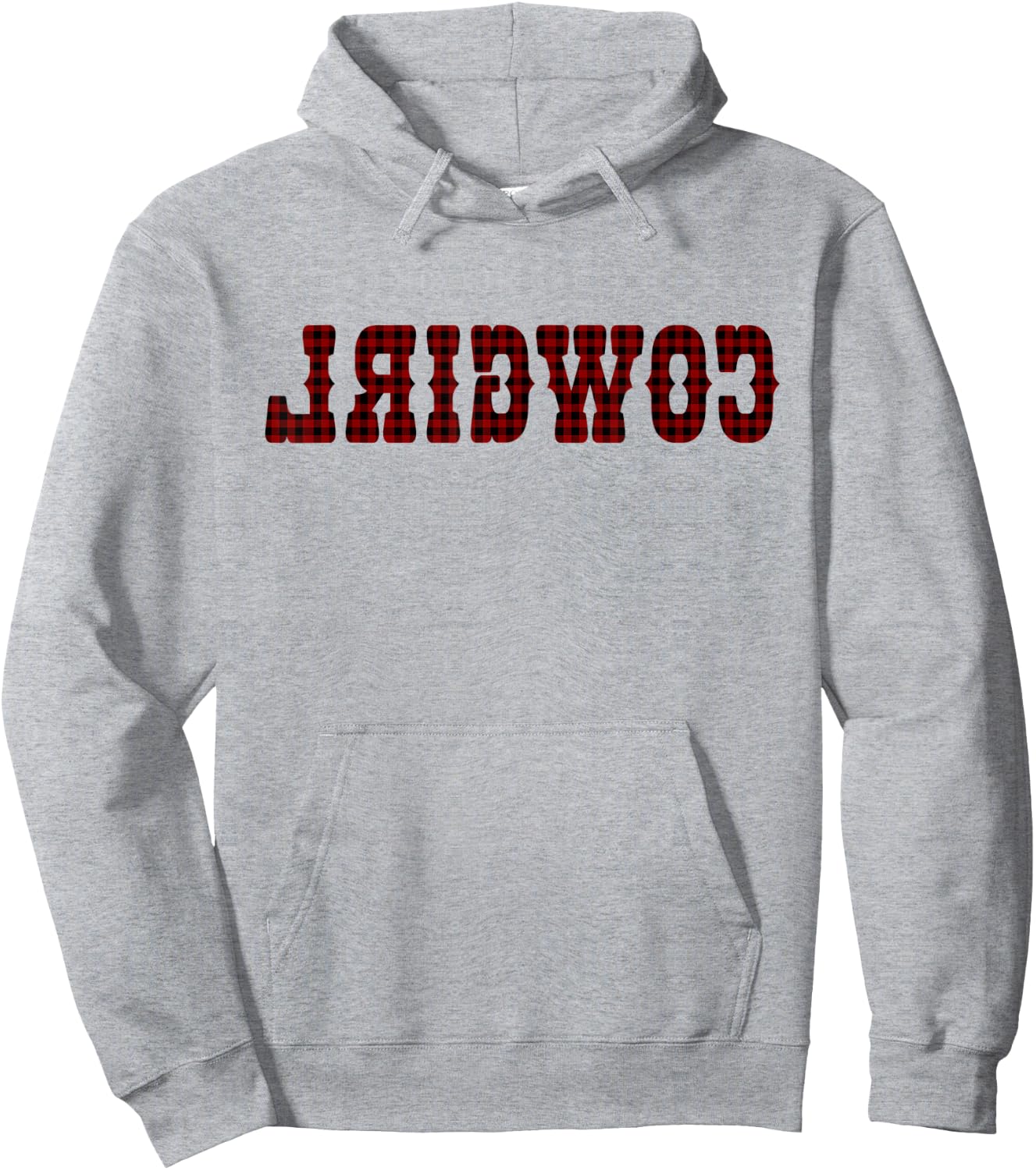 Country Funny Red Plaid Fall Buffalo Plaid Reverse Cowgirl Hoodie - Hoodie | Ash