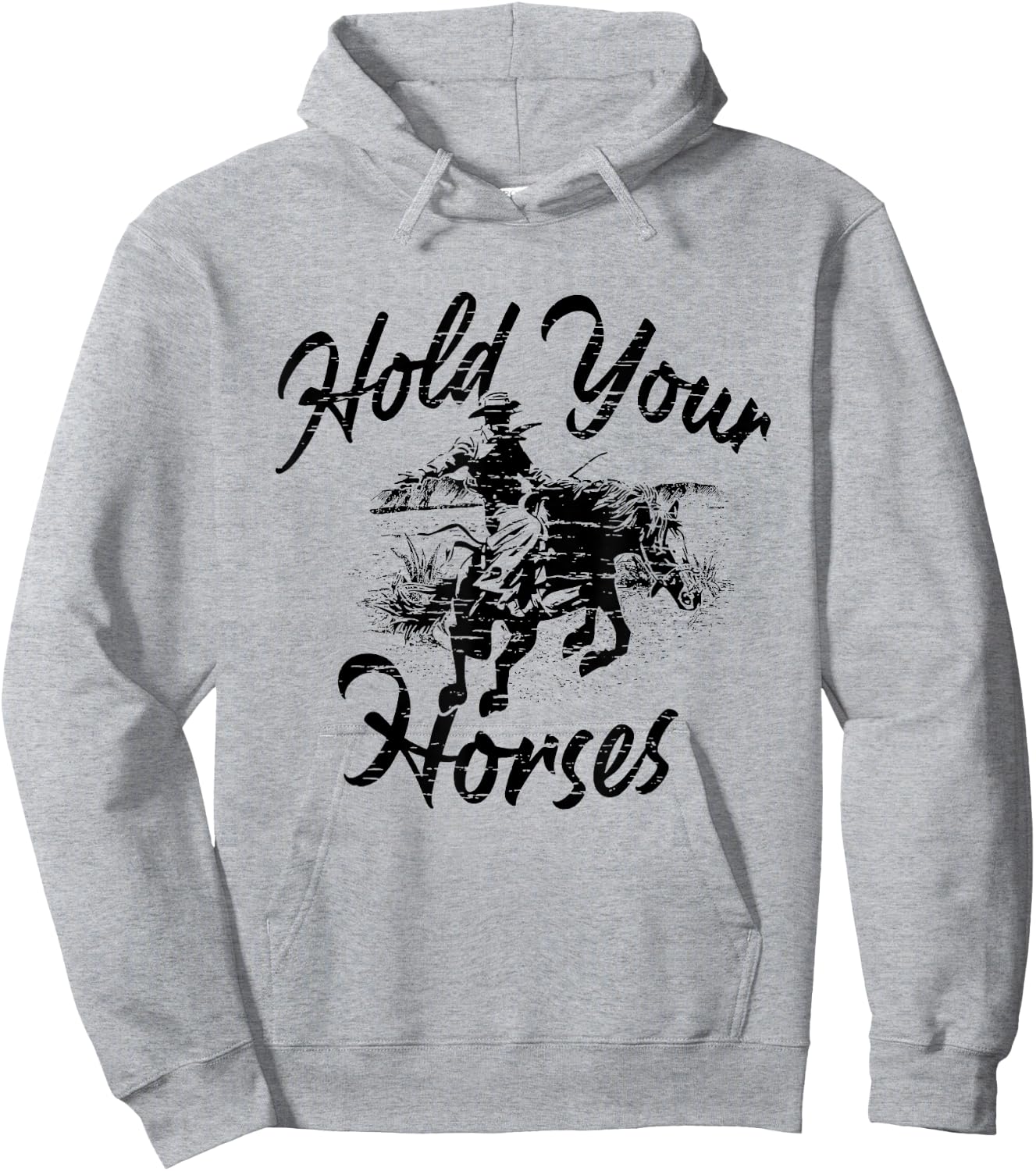 Vintage Rodeo Cowboy Hold Your Horses Retro Western Gift Hoodie - Hoodie | Ash