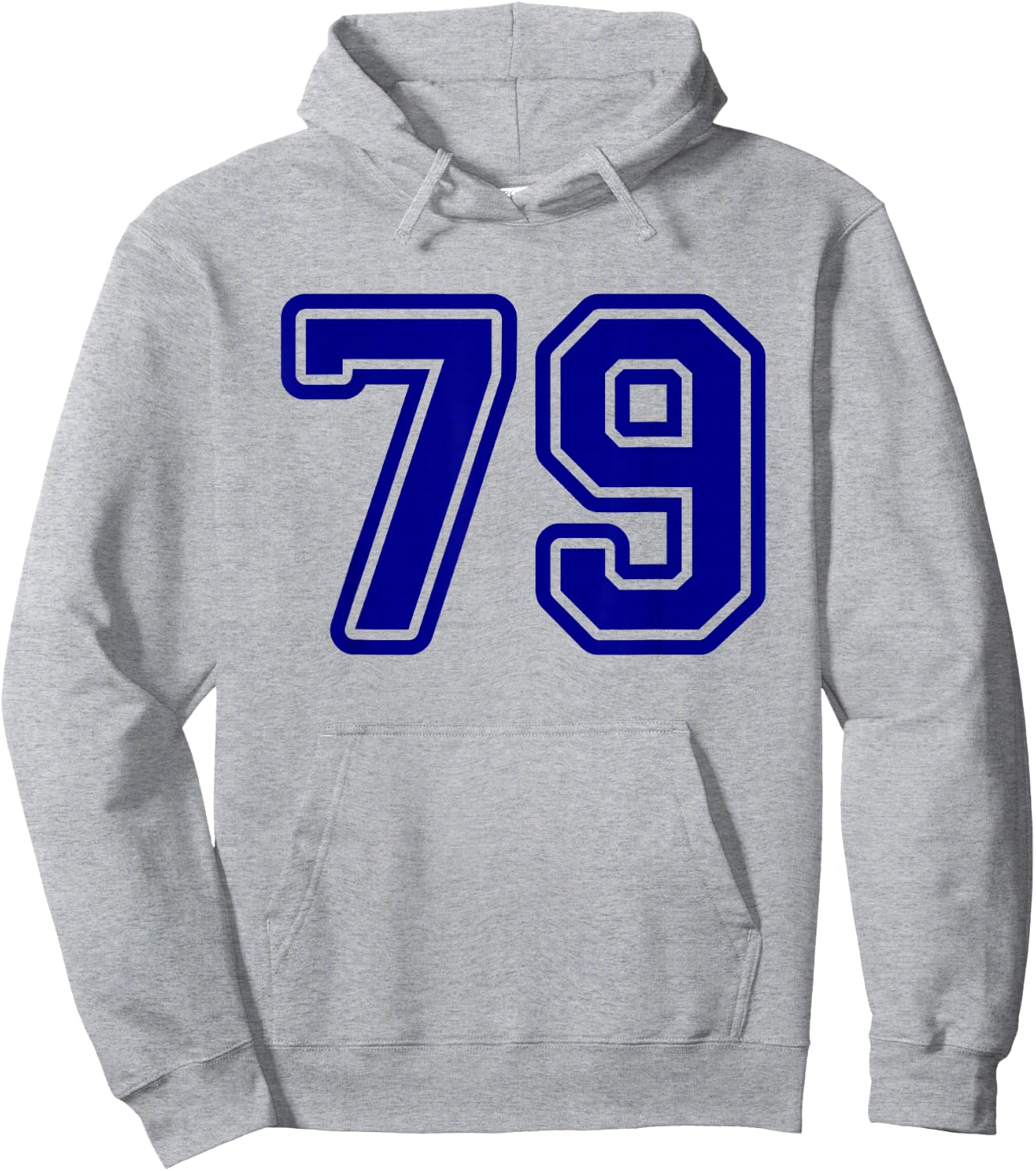 Blue Sports Team Number #79 Hoodie - Hoodie | Ash