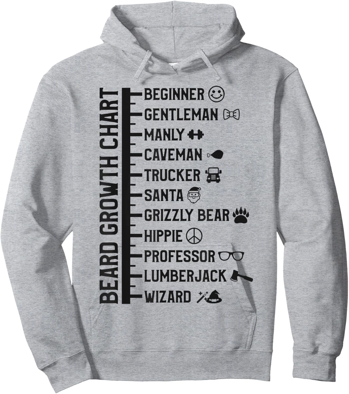 Beard Scale Length Measurement Size Chart Funny Bearded Gift Hoodie - Hoodie | Ash