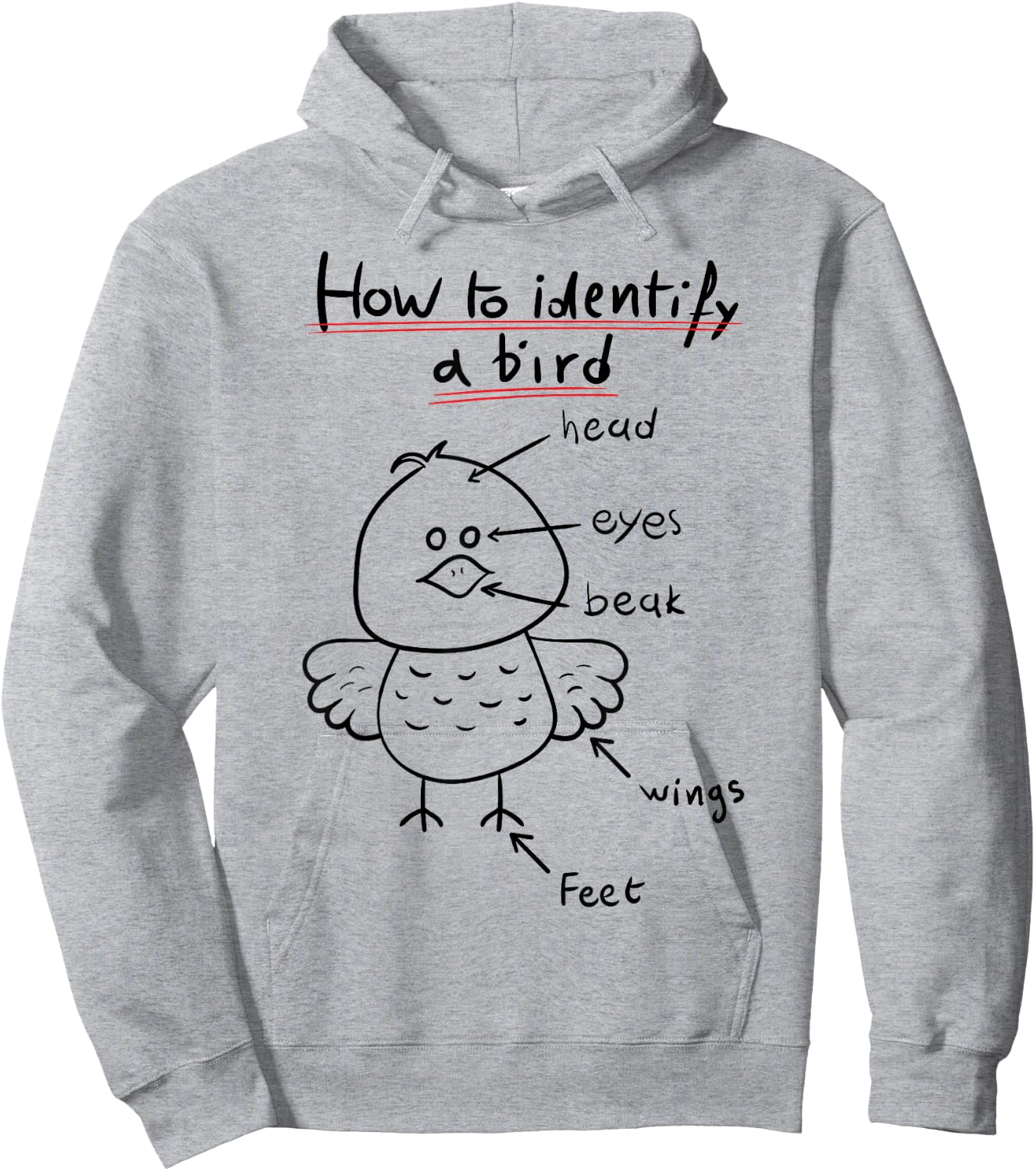 How To Identify A Bird, Funny Physiology Study Diagram Hoodie - Hoodie | Ash