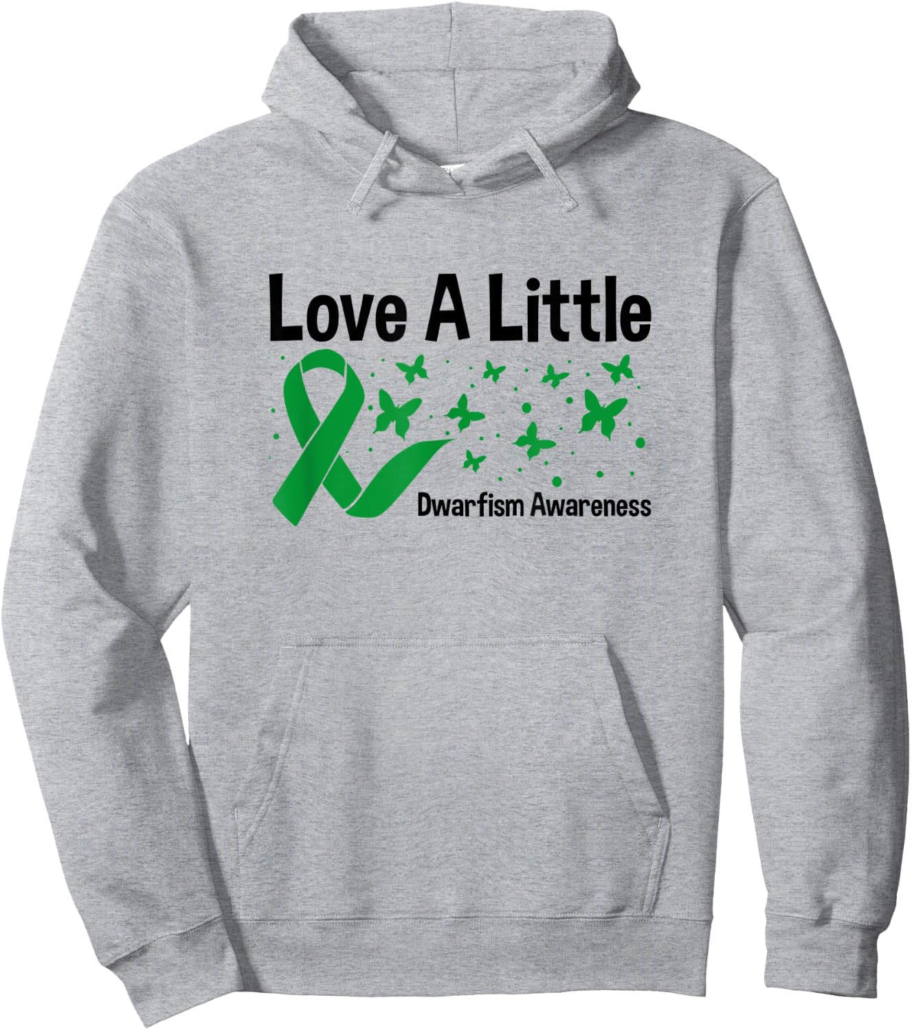 Love A Little, Green Ribbon Butterfly Dwarfism Awareness Hoodie - Hoodie | Ash