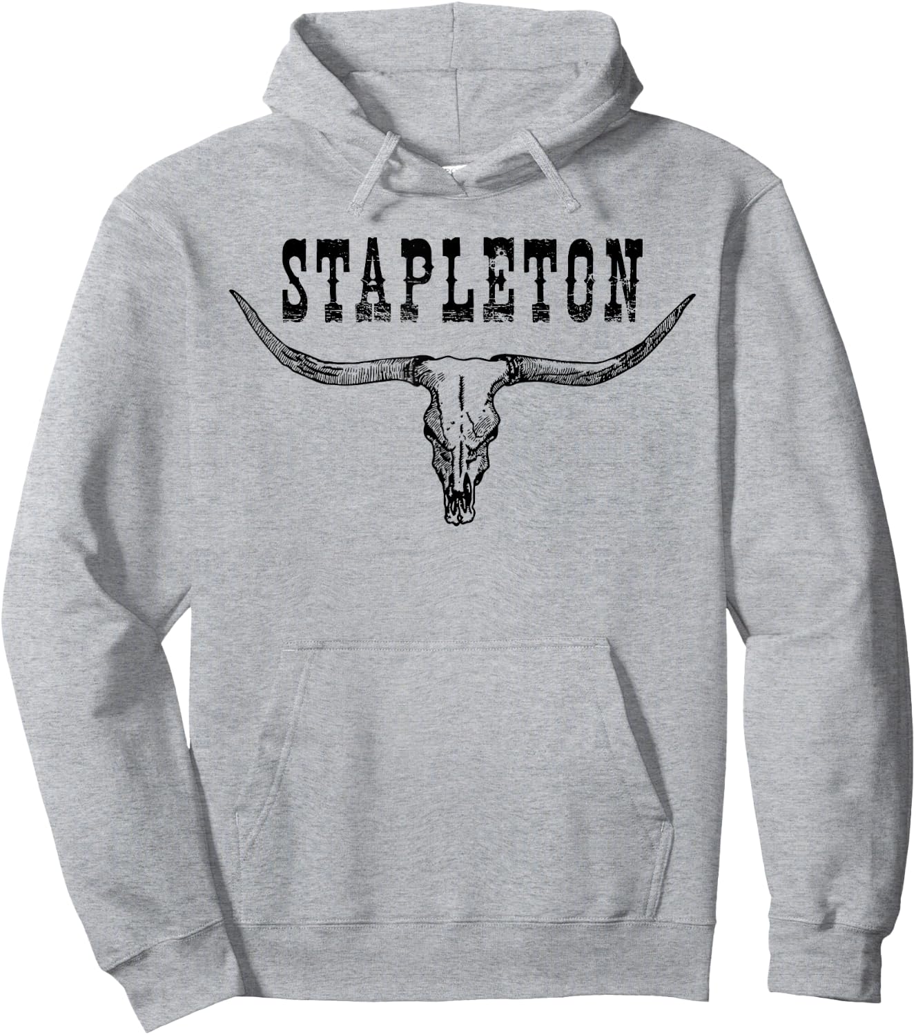 Western Stapleton Cow Skull Stapleton Punchy Cowboy Cowgirl Hoodie - Hoodie | Ash