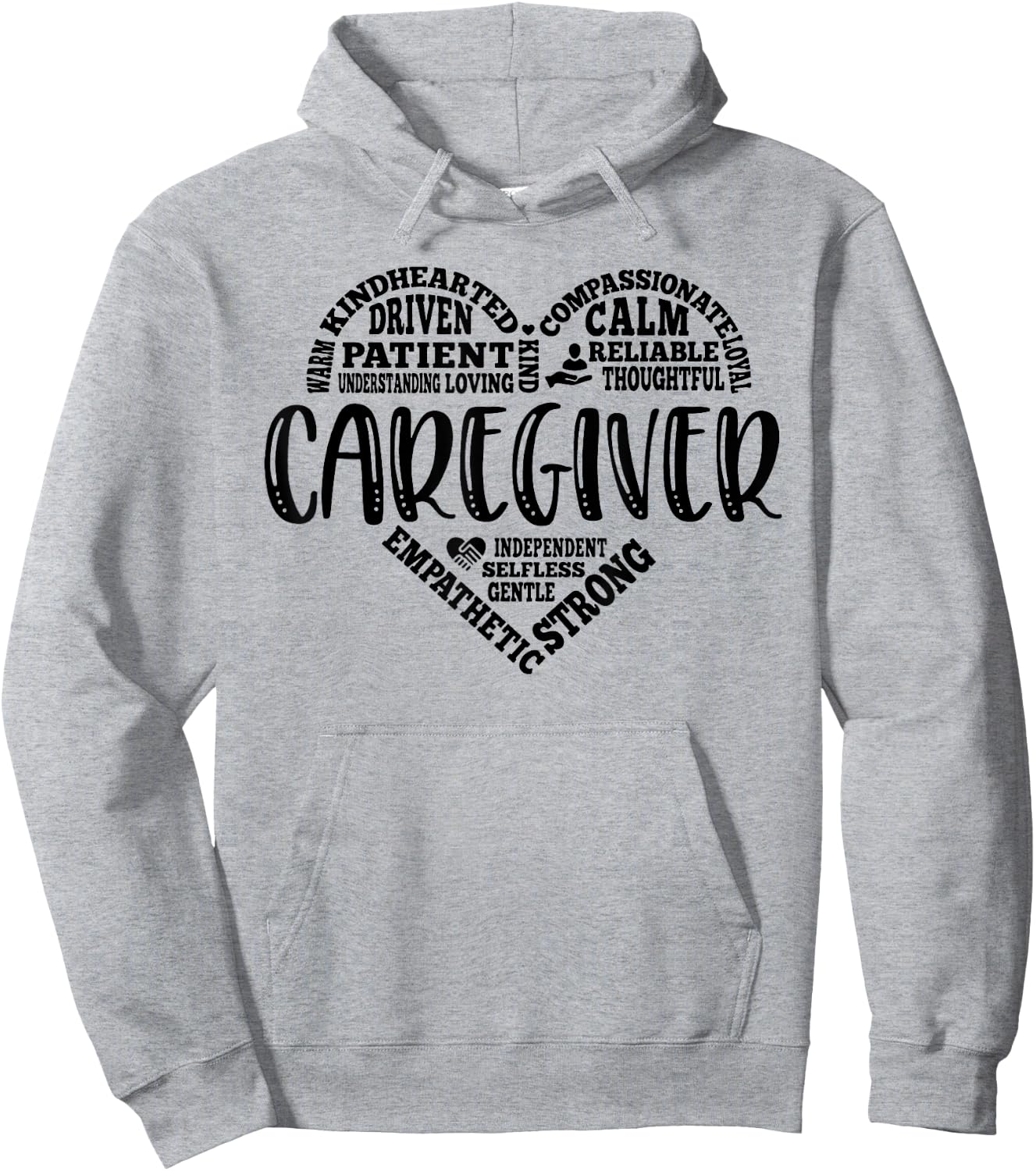 Caregiver Appreciation Heart Caretaker Care Giver Funny Hoodie - Hoodie | Ash