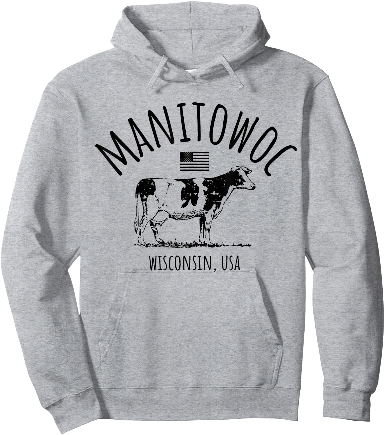 Manitowoc Wisconsin USA Retro Cow Vintage Style Design Hoodie - Hoodie | Ash