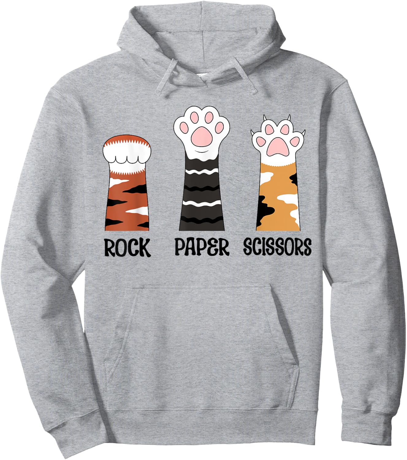 Funny Cat Paws Rock Paper Scissors Loves Playing Boys Kids Hoodie - Hoodie | Ash