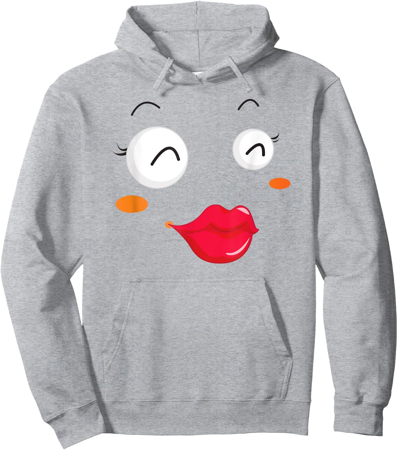 Group Costume Team Outfit Woman Dress Kiss Lips Emoticon Hoodie - Hoodie | Ash