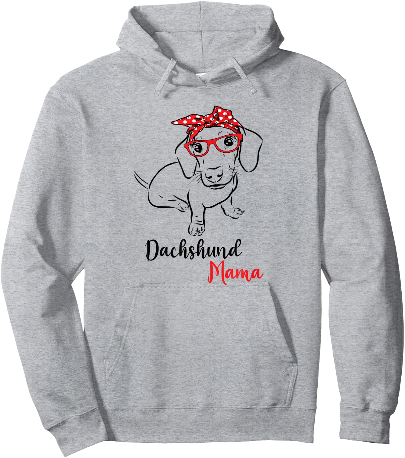 Cute Red Bandana Glasses Mom Lover Dachshund Mama Hoodie - Hoodie | Ash