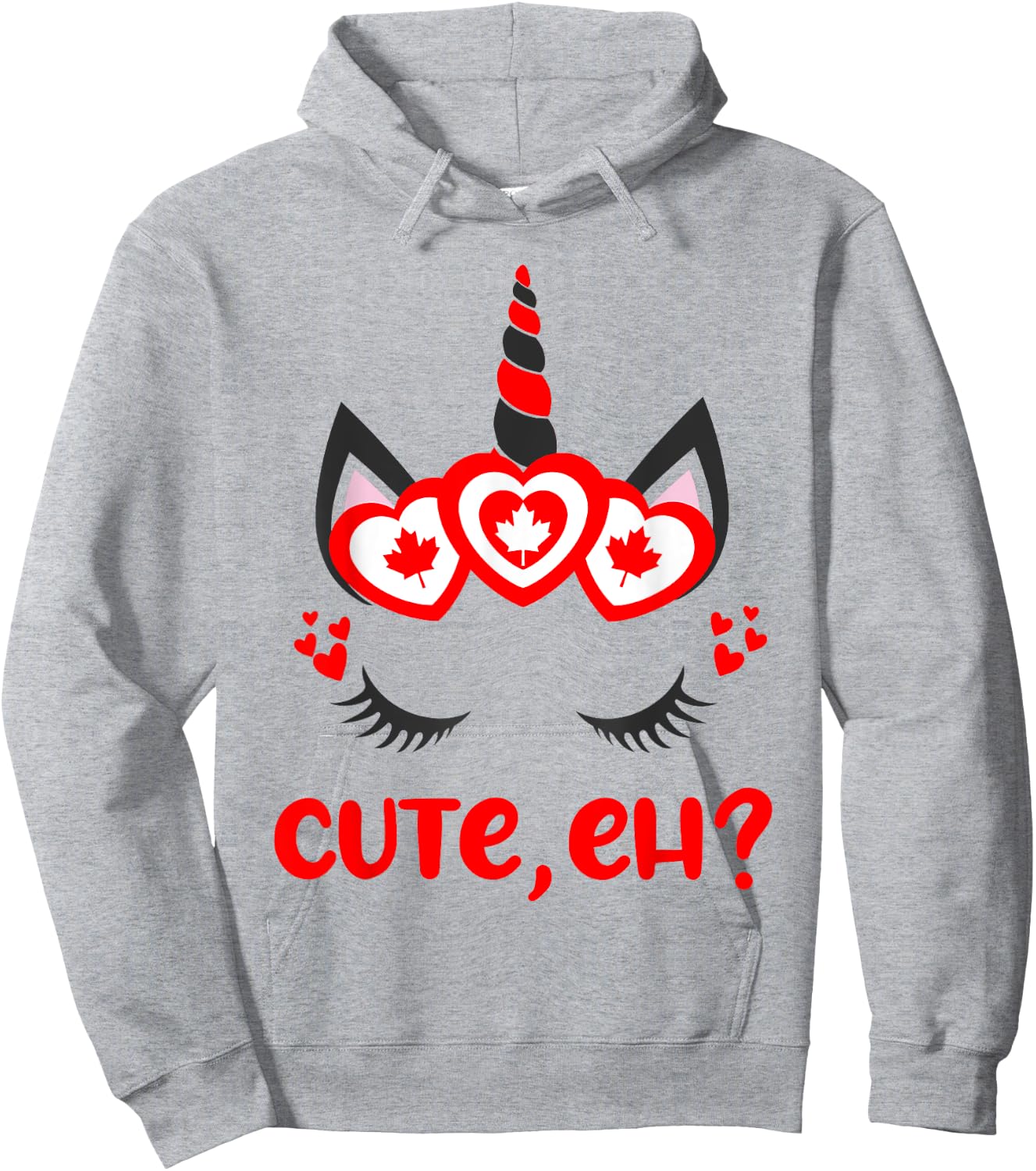 Funny Canadian Eh Girl Cute Unicorn Maple Leaf Canada Day Hoodie - Hoodie | Ash