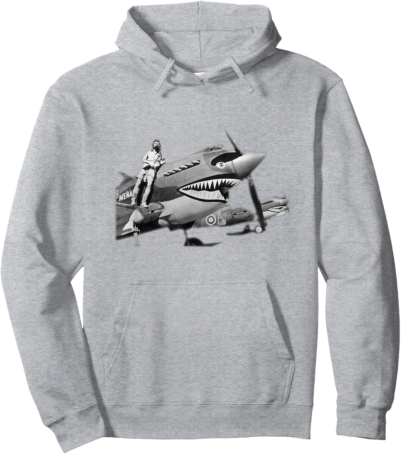 Shark Teeth P-40 Warhawk Nose Art WWII WW2 Airplane Vintage Hoodie - Hoodie | Ash