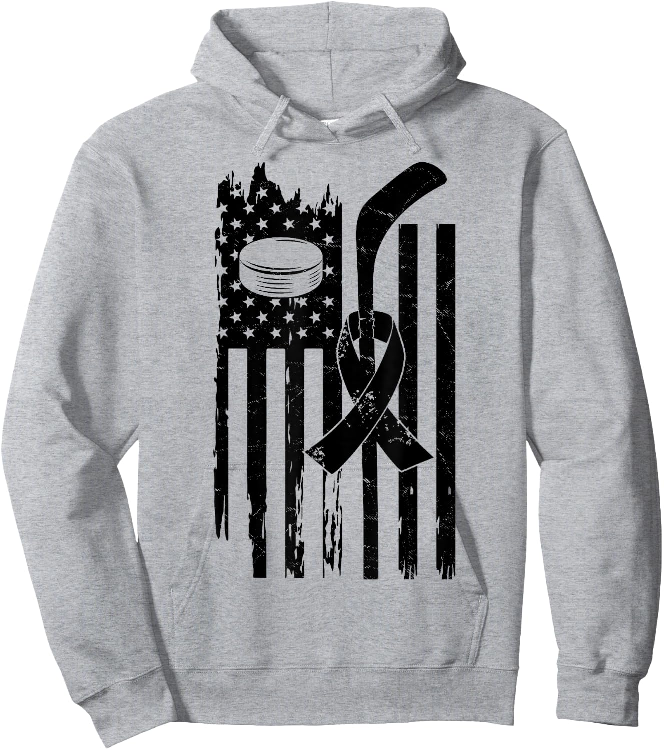 Hockey Pink Ribbon Breast Cancer Awareness Sport Lover Hoodie - Hoodie | Ash