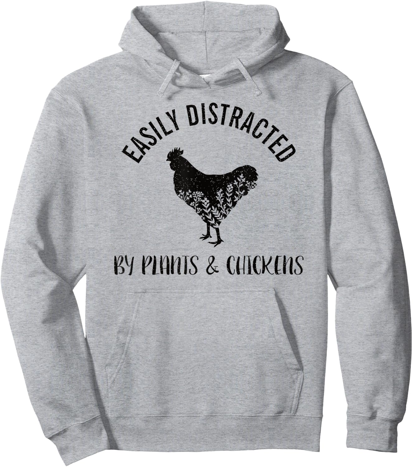 Easily Distracted By Plants and Chickens Botanical Flower Hoodie - Hoodie | Ash