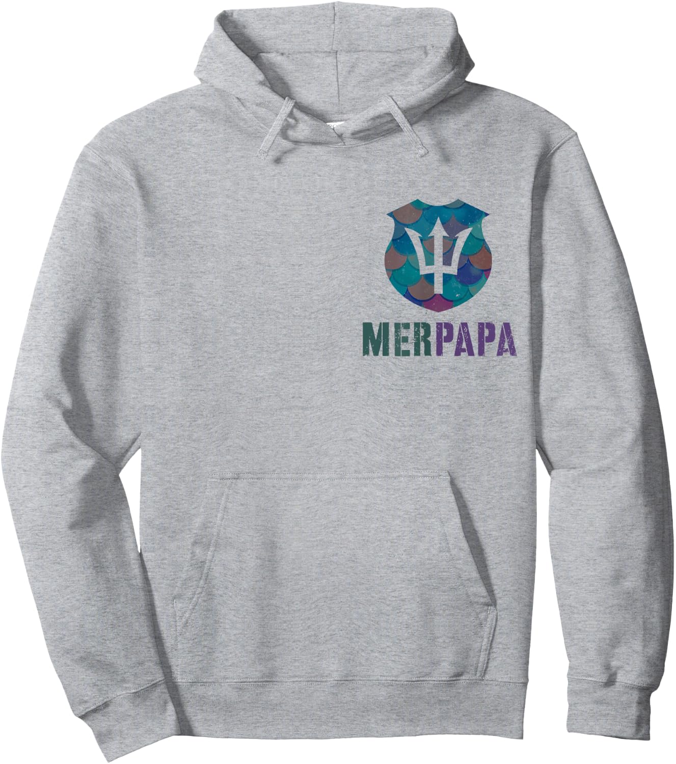 Funny MERPAPA Mermaid Security Dad Beach Patrol Pool Police Hoodie - Hoodie | Ash