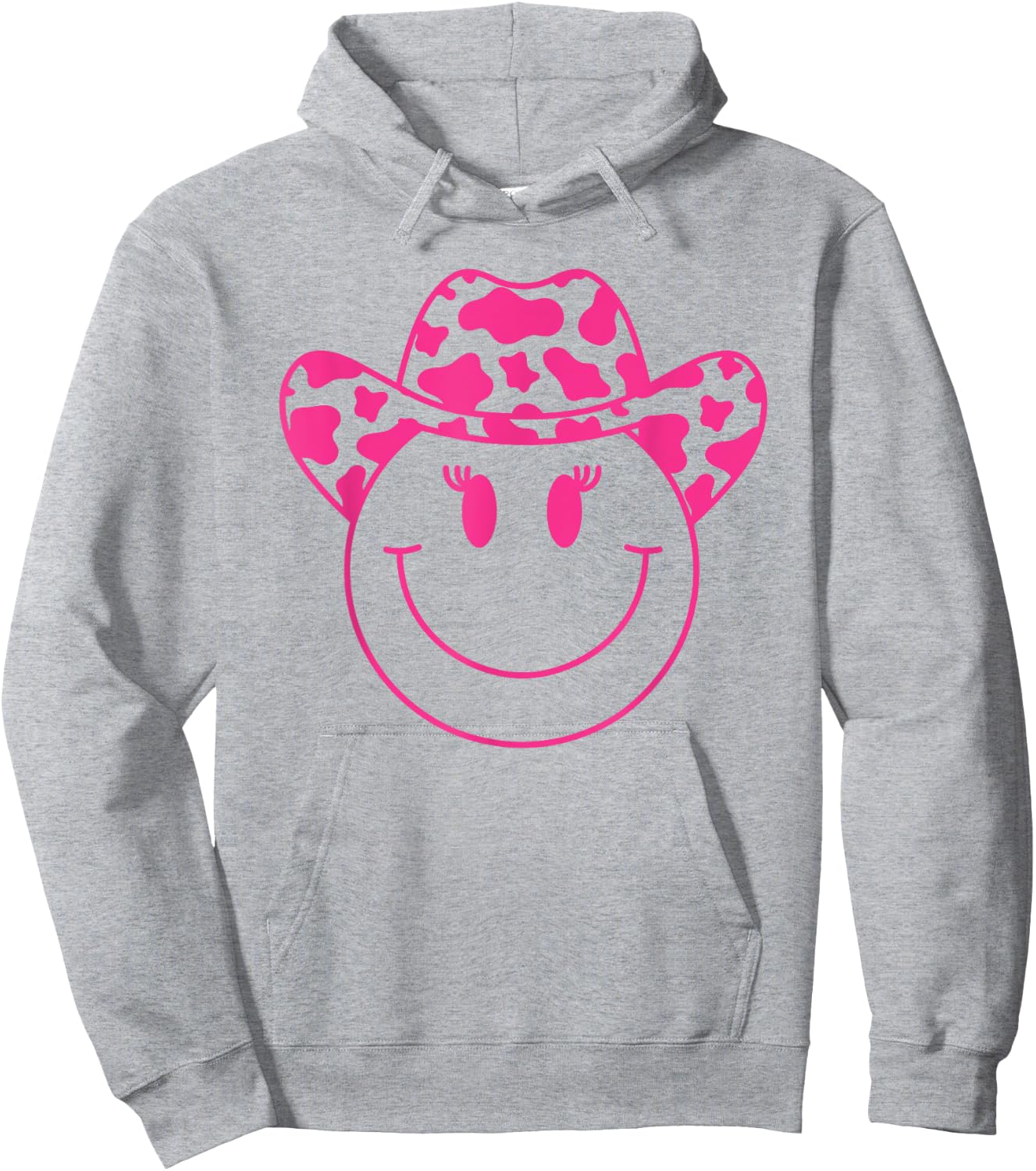 70s Cowgirl Pink Smile Face Cute Happy Face Cowgirl Women Hoodie - Hoodie | Ash