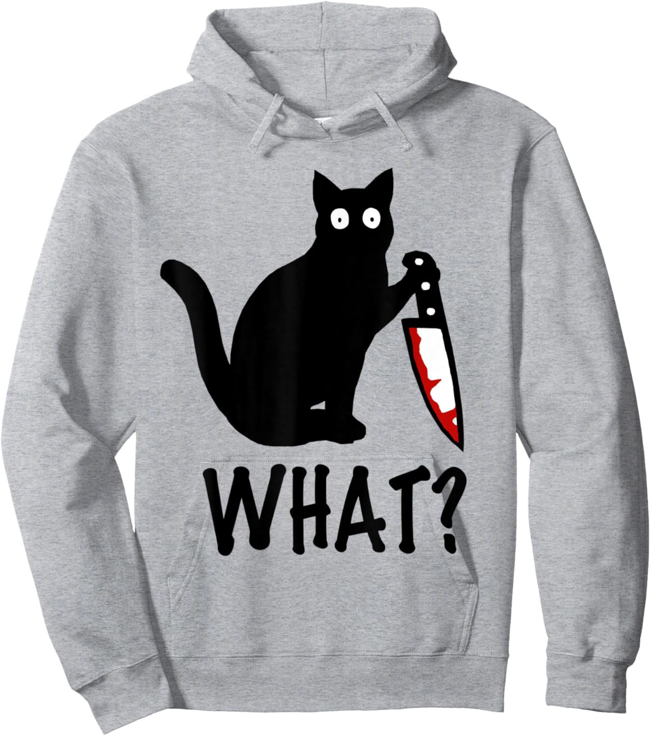 Cat What? Funny Black Cat Knife Shirt Hoodie - Hoodie | Ash