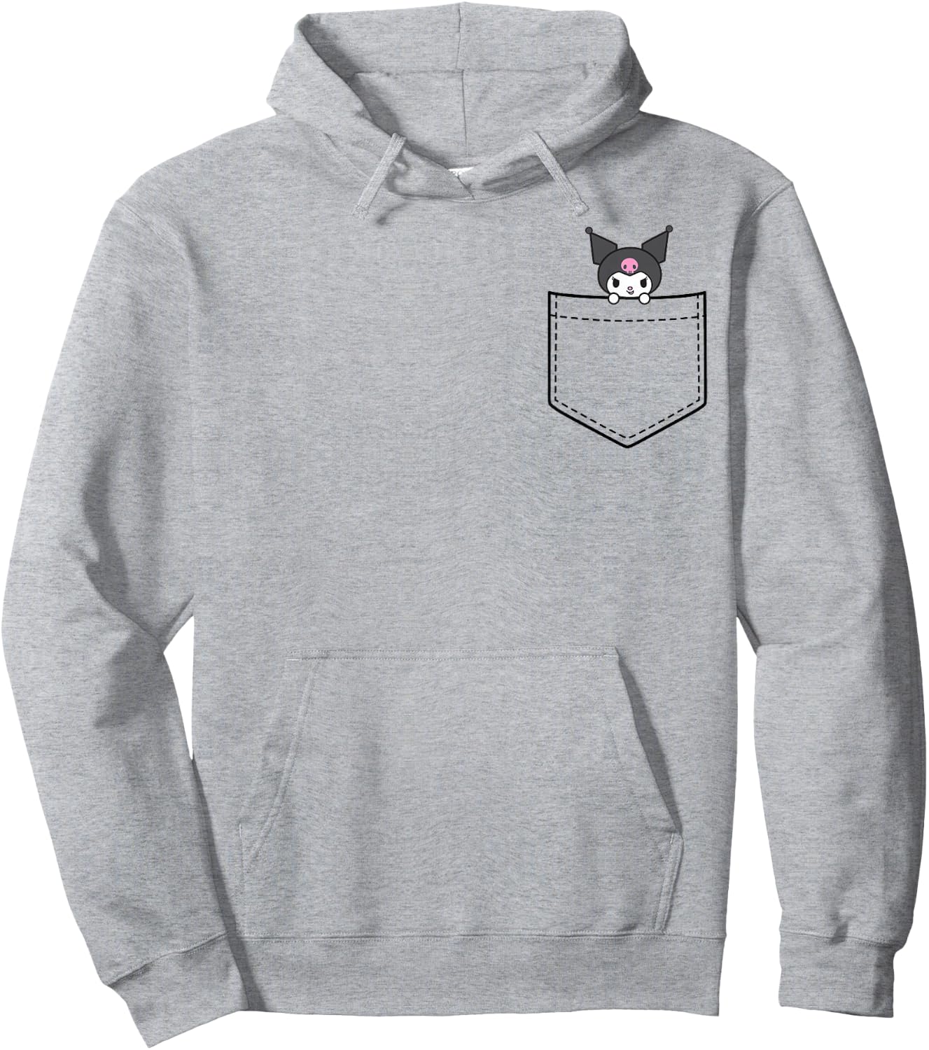 Kuromi Chest Pocket Hoodie - Hoodie | Ash