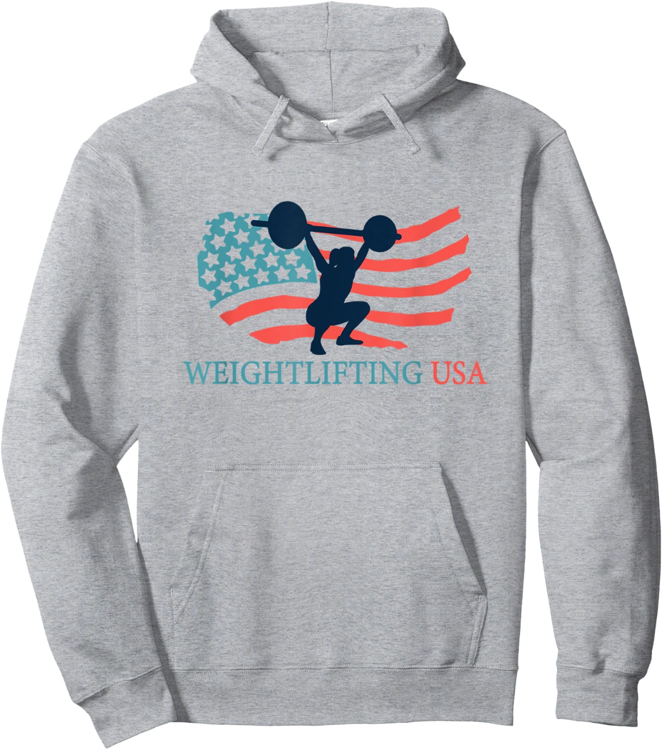 Weightlifter Gym Weightlifting USA Team Coach American Flag Hoodie - Hoodie | Ash