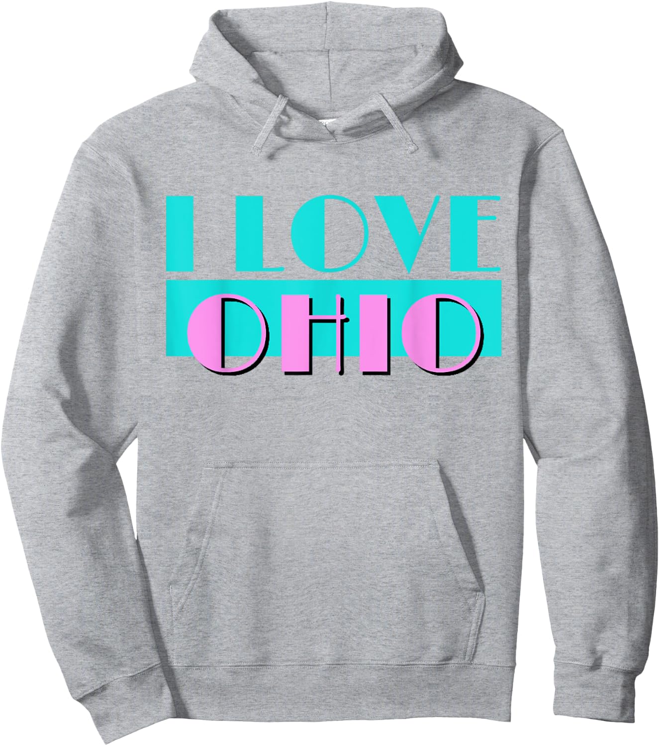 Retro I LOVE OHIO Neon Logo Classic Ohio OH State Pride Gift Hoodie - Hoodie | Ash