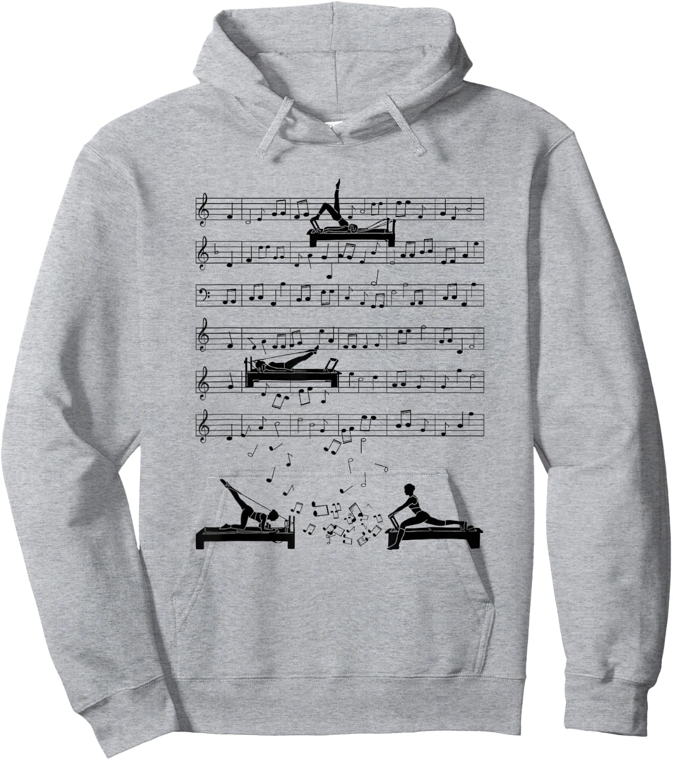 Funny Reformer Pilates music Note fitness Reformer music Hoodie - Hoodie | Ash