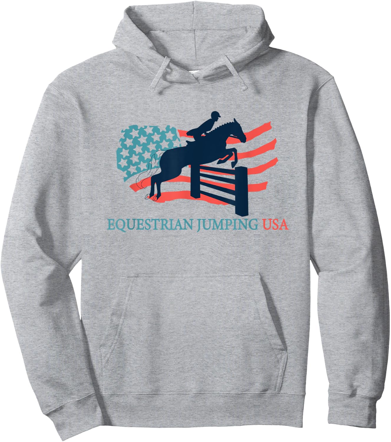 Horse Rider Equestrian Jumping USA Team Coach American Flag Women Kids Men Hoodie - Hoodie | Ash