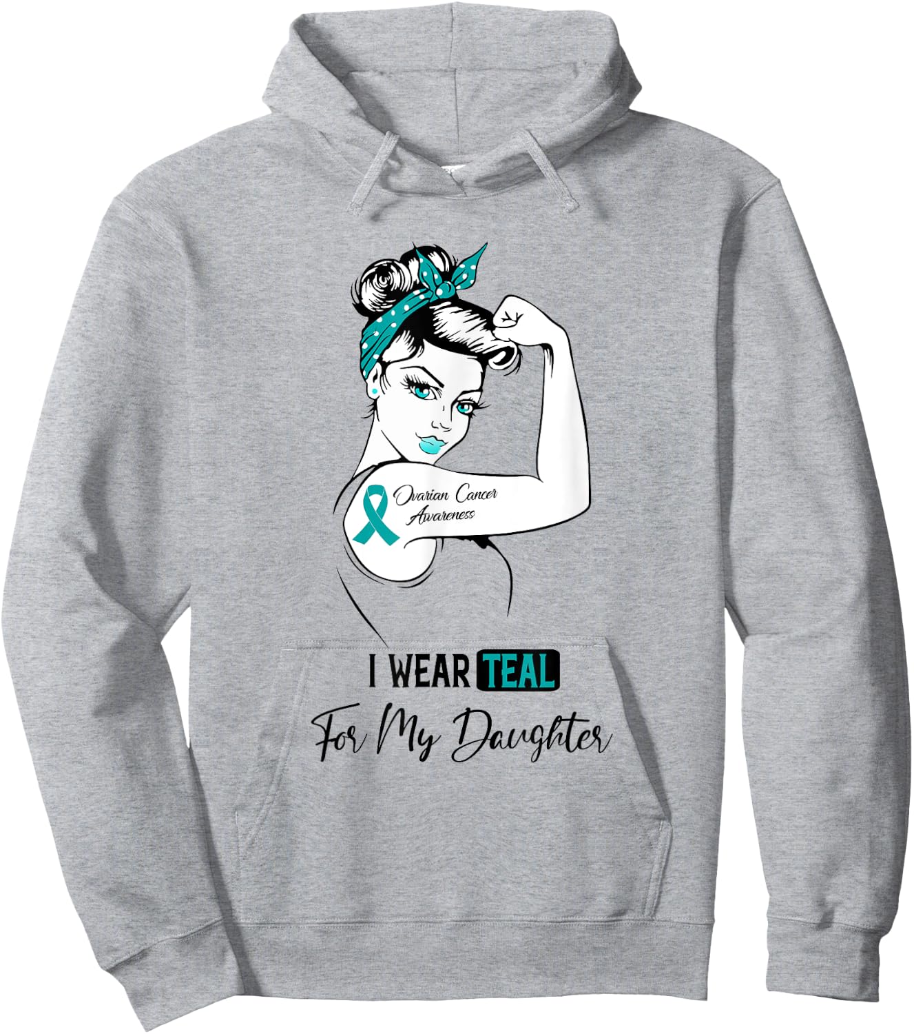 I Wear Teal For My Daughter Ovarian Cancer Awareness Hoodie - Hoodie | Ash