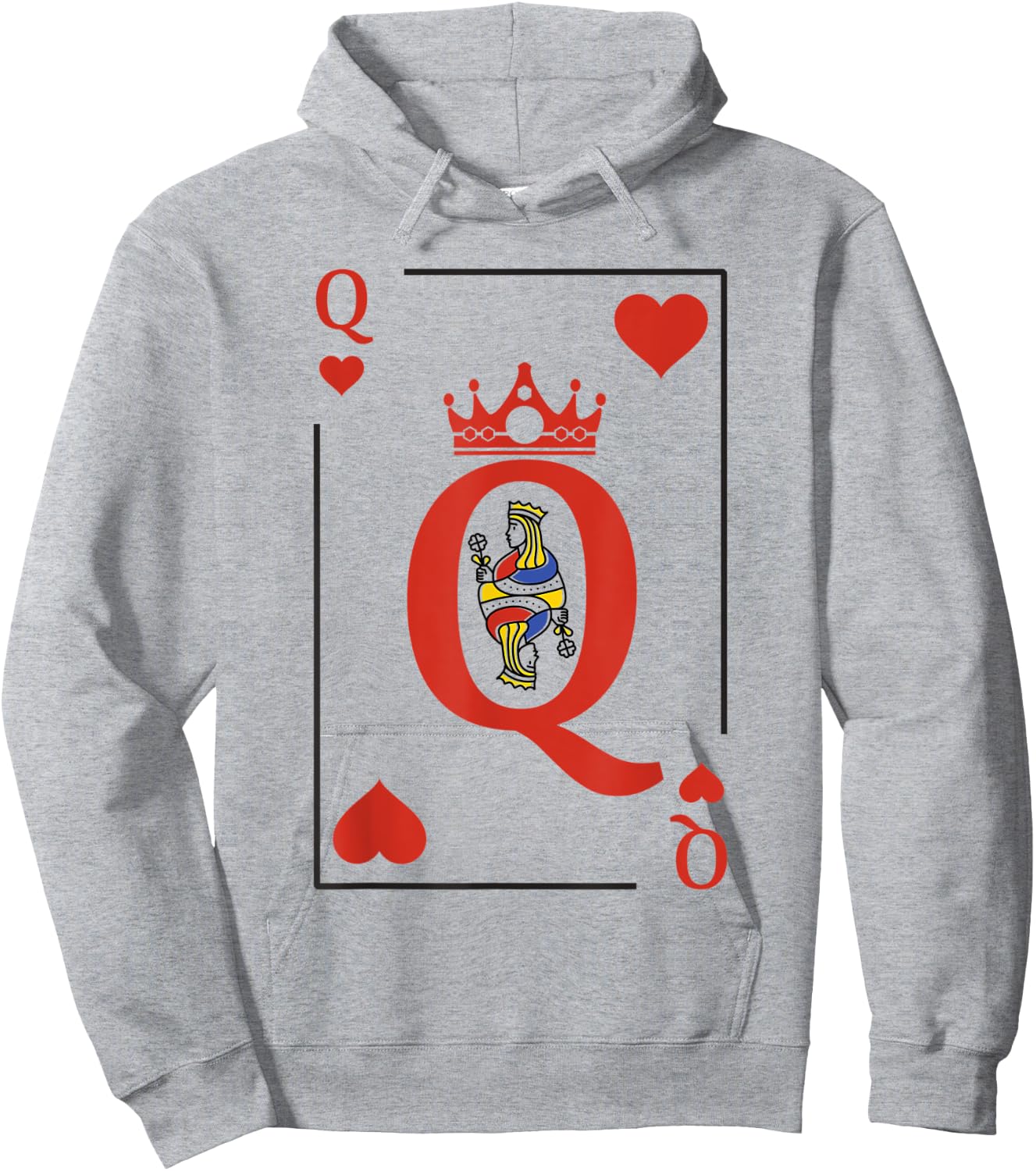 Queen Of Heart Playing Card Poker Halloween Costume Matching Hoodie - Hoodie | Ash