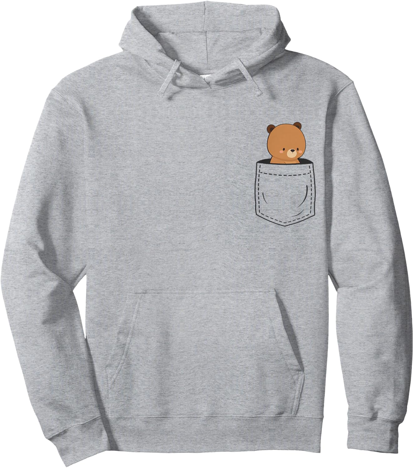 Bear in Pocket Teddy Hoodie - Hoodie | Ash
