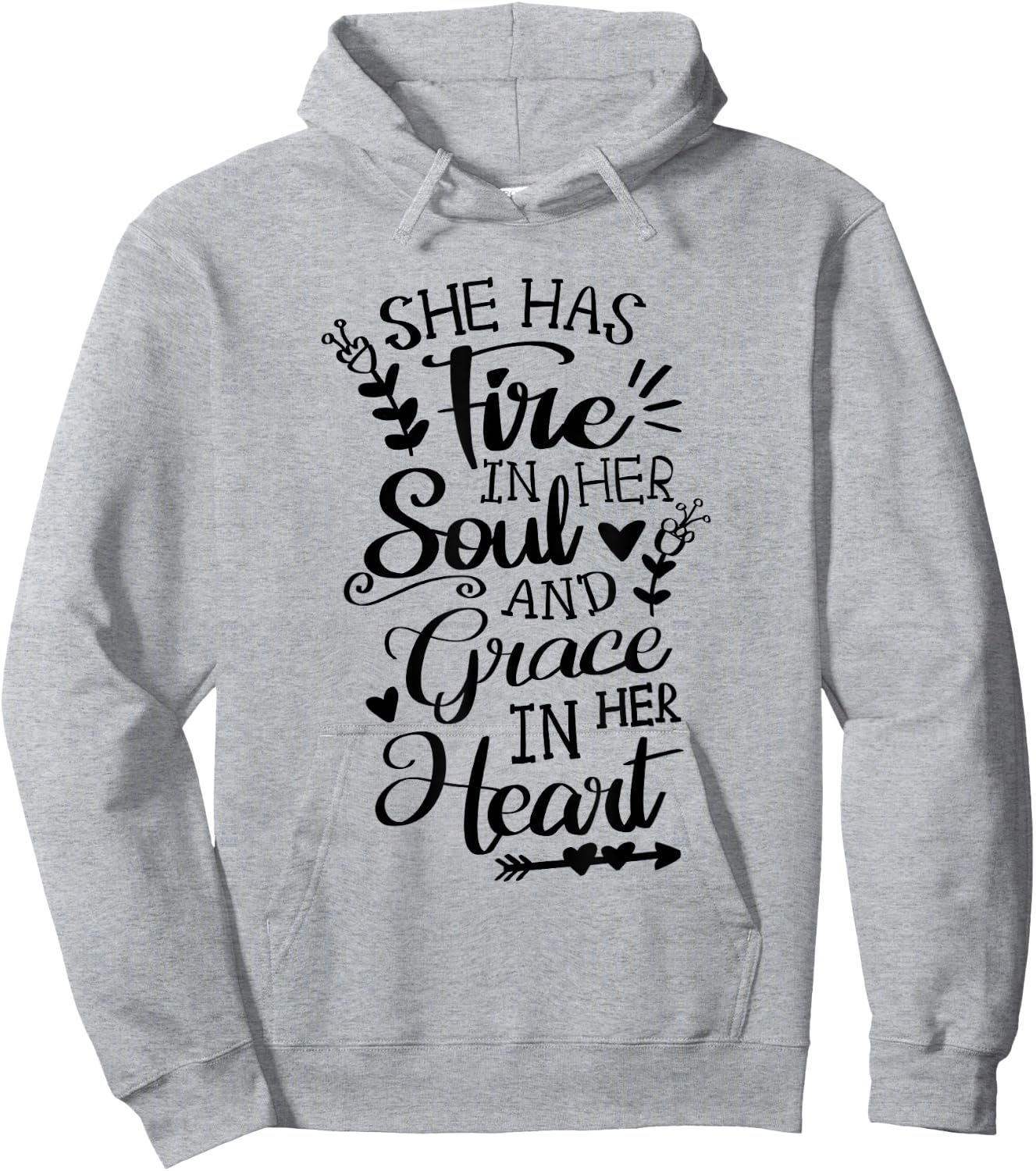 She Has Fire in her Soul and Grace in her Heart Jesus Faith Hoodie - Hoodie | Ash